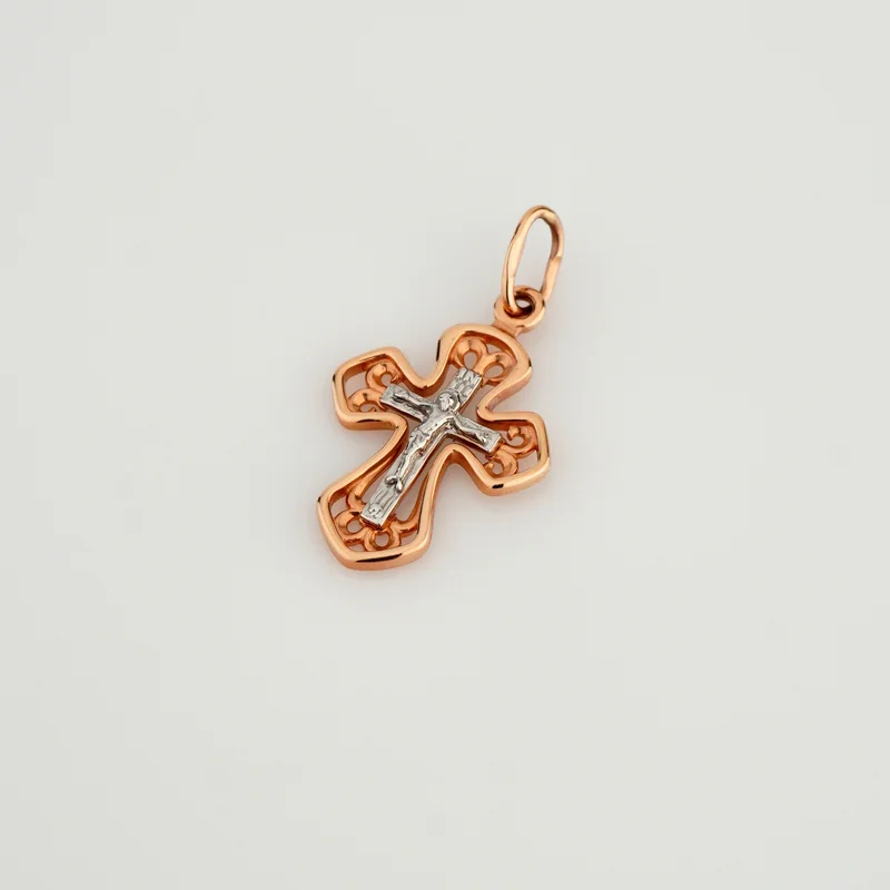 Крестик из комбинированного золота - 970647