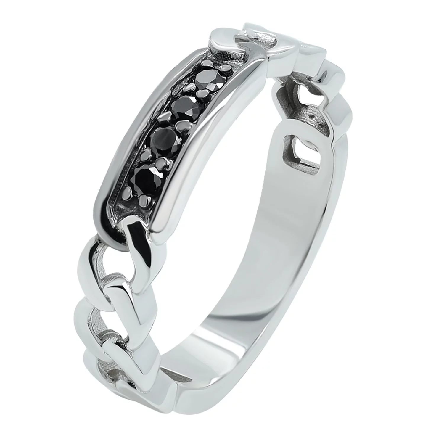 Перстень из белого золота с фианитом Звенья. Артикул КП003/1ч: цена, отзывы, фото – купить в интернет-магазине AURUM