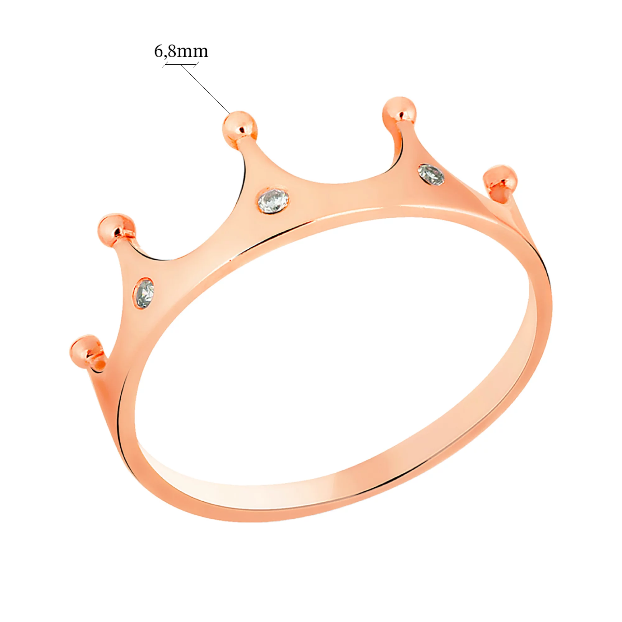 Золотое кольцо "Корона" с фианитом - 585403 – изображение 2