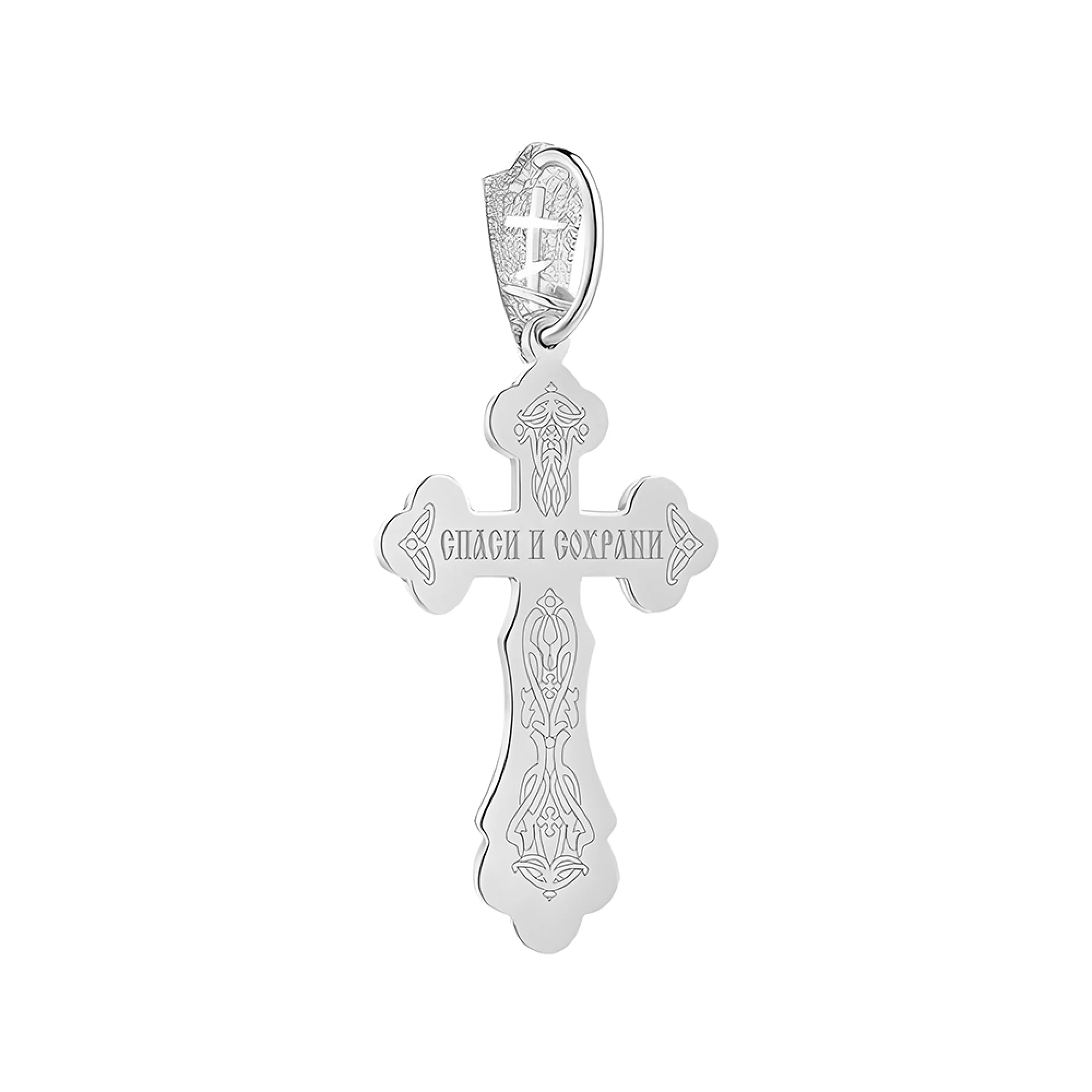 Серебряный крестик с позолотой - 383515 – изображение 2