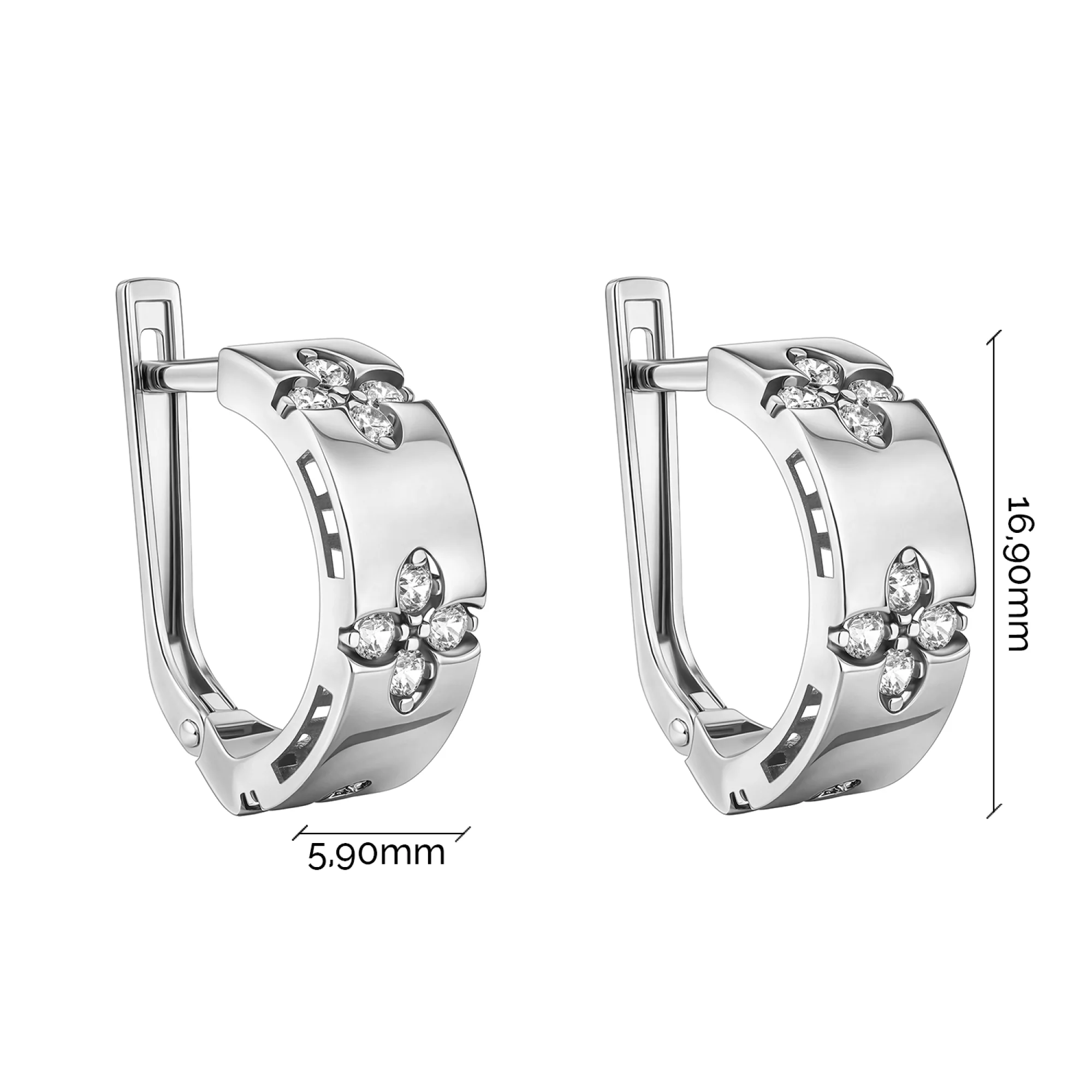 Серьги из белого золота "Цветок" с фианиатами - 2134282 - 3