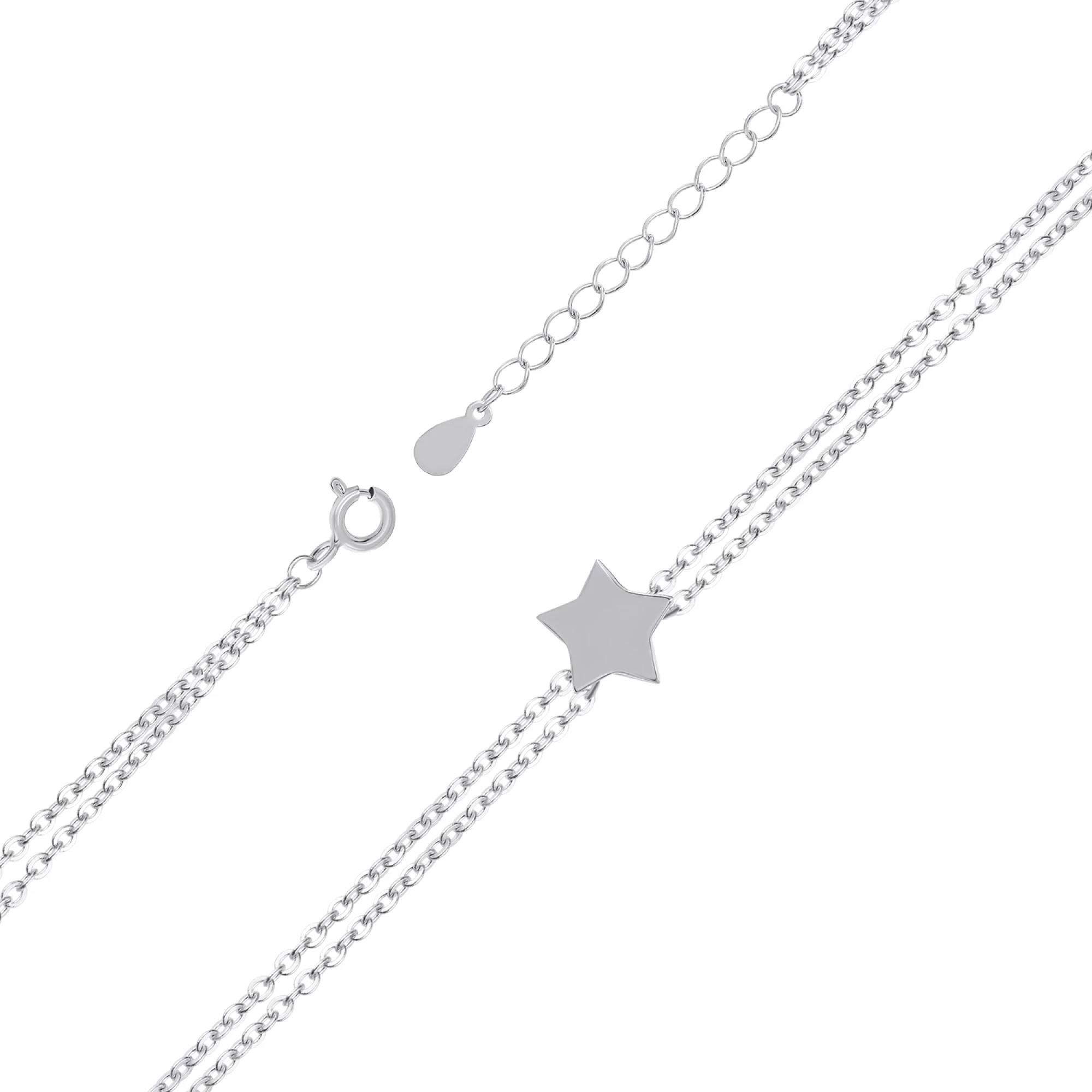 Браслет из серебра "Звездочка" плетение якорь - 1468908 – изображение 2