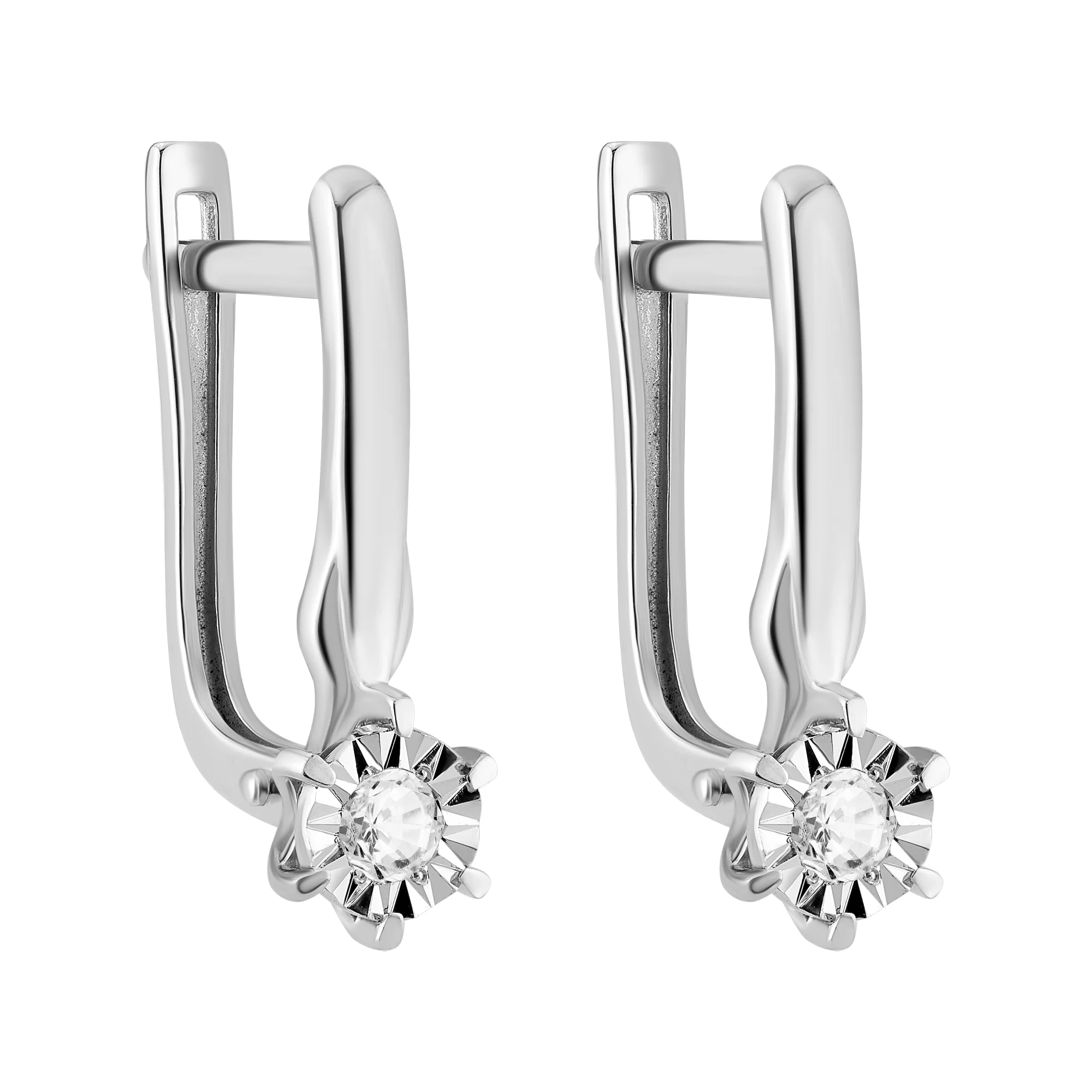 Серьги из белого золота с бриллиантом - 2217390 - 1