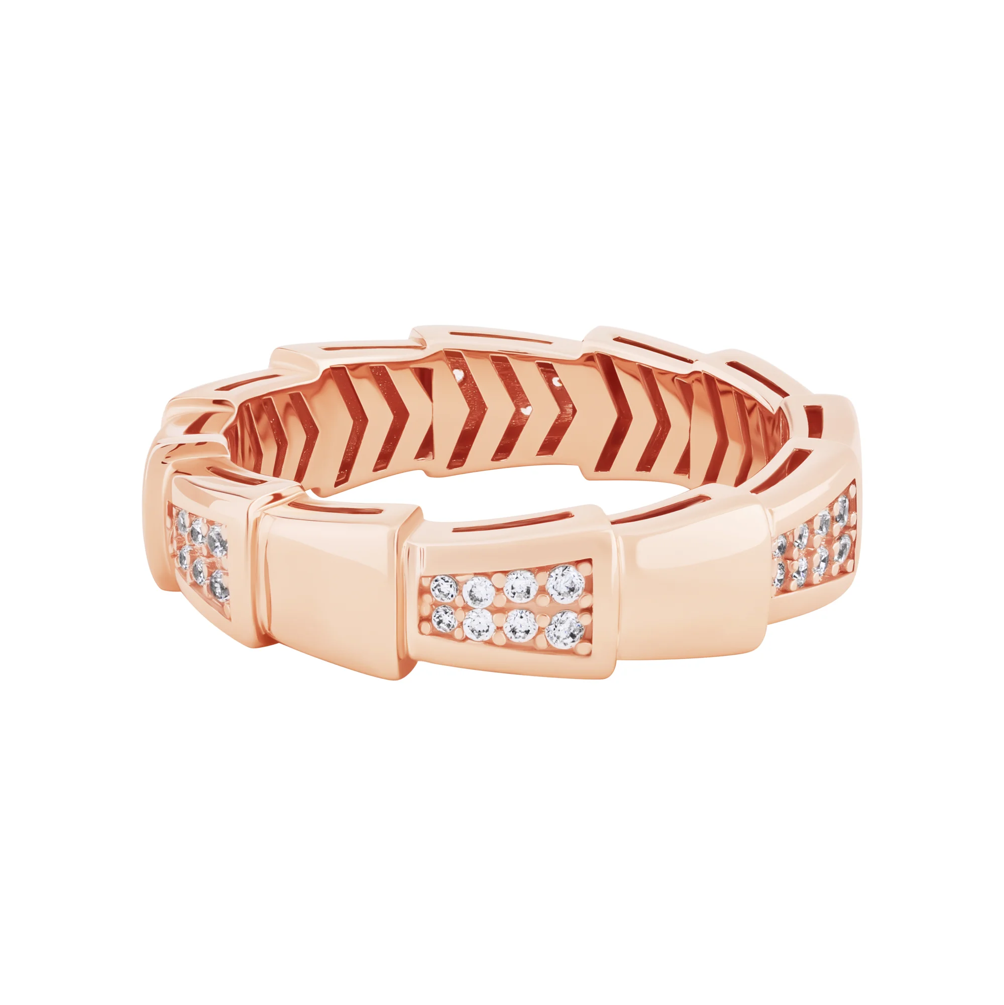 Кольцо "Змея"  из красного золота с фианитами  - 2129521 - 2