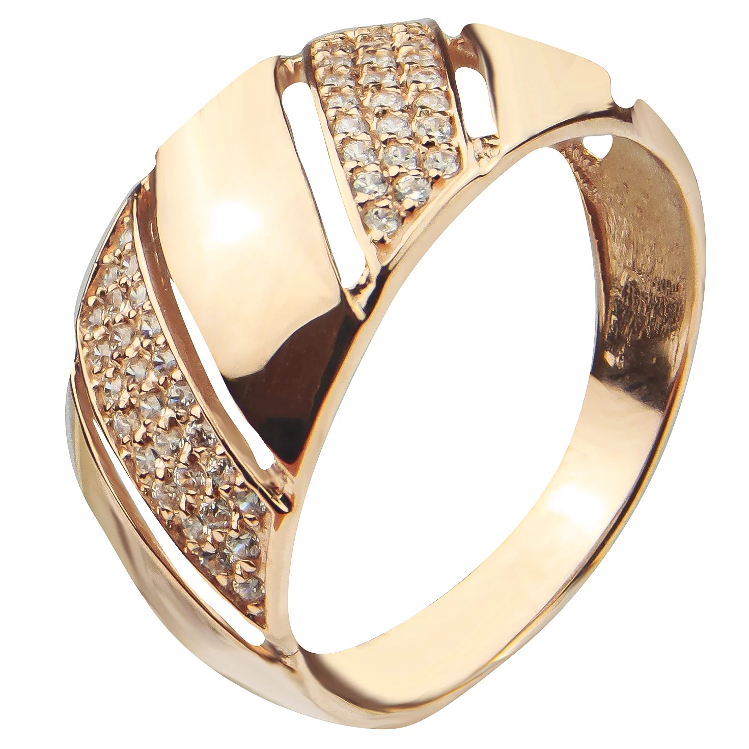 Кольцо из красного золота с фианитом. Артикул 112801: цена, отзывы, фото – купить в интернет-магазине AURUM
