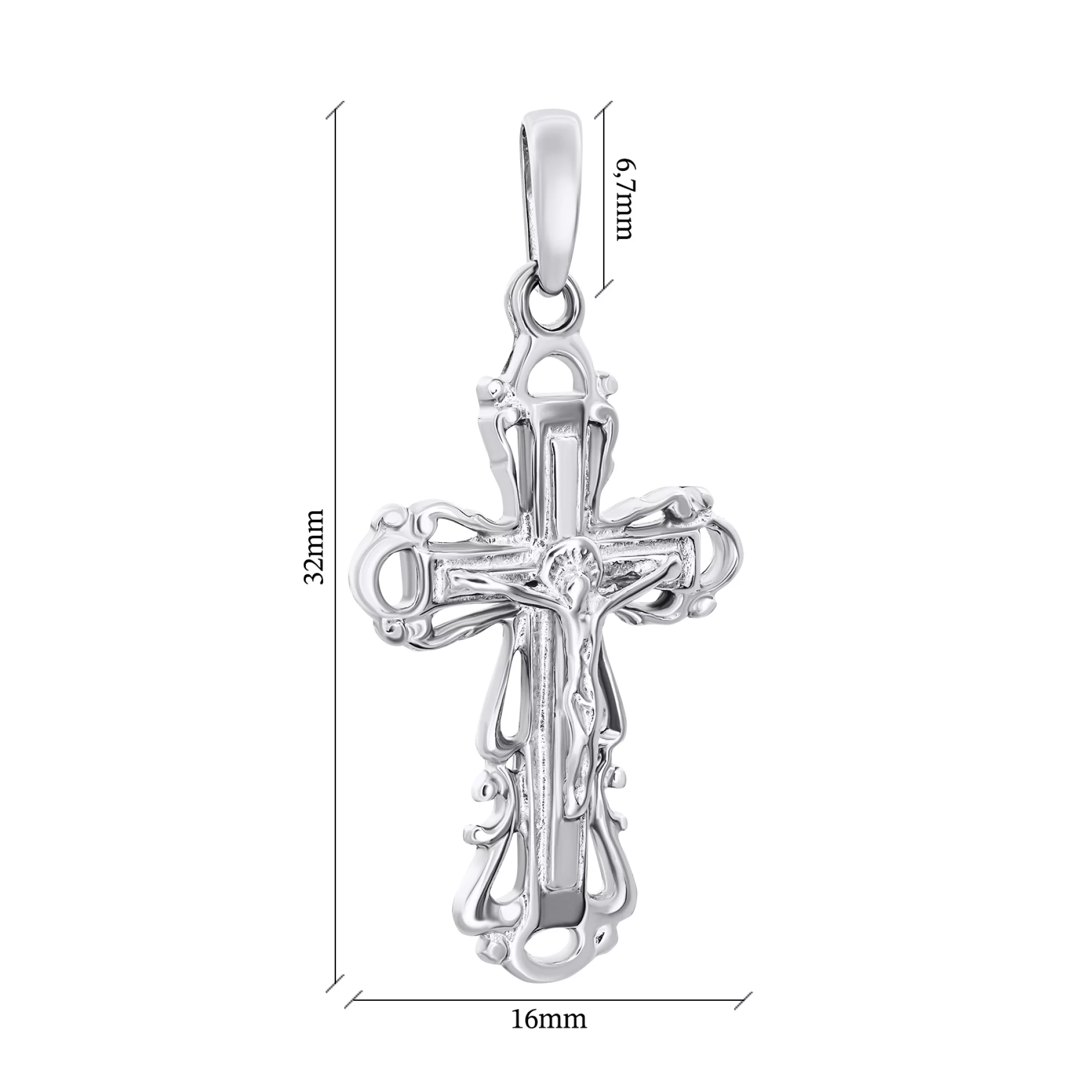 Срібний хрестик "Розп'яття Христа" - 1546734 – зображення 3