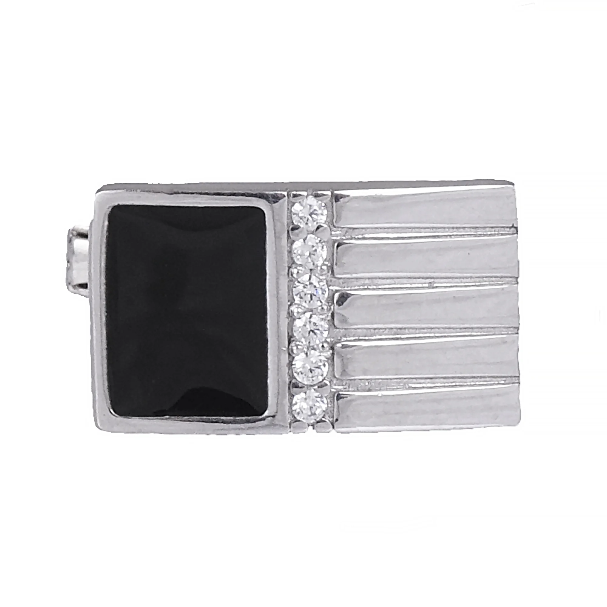 Серебряные запонки с фианитом - 416467 - 1