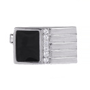 Серебряные запонки с фианитом - 416467