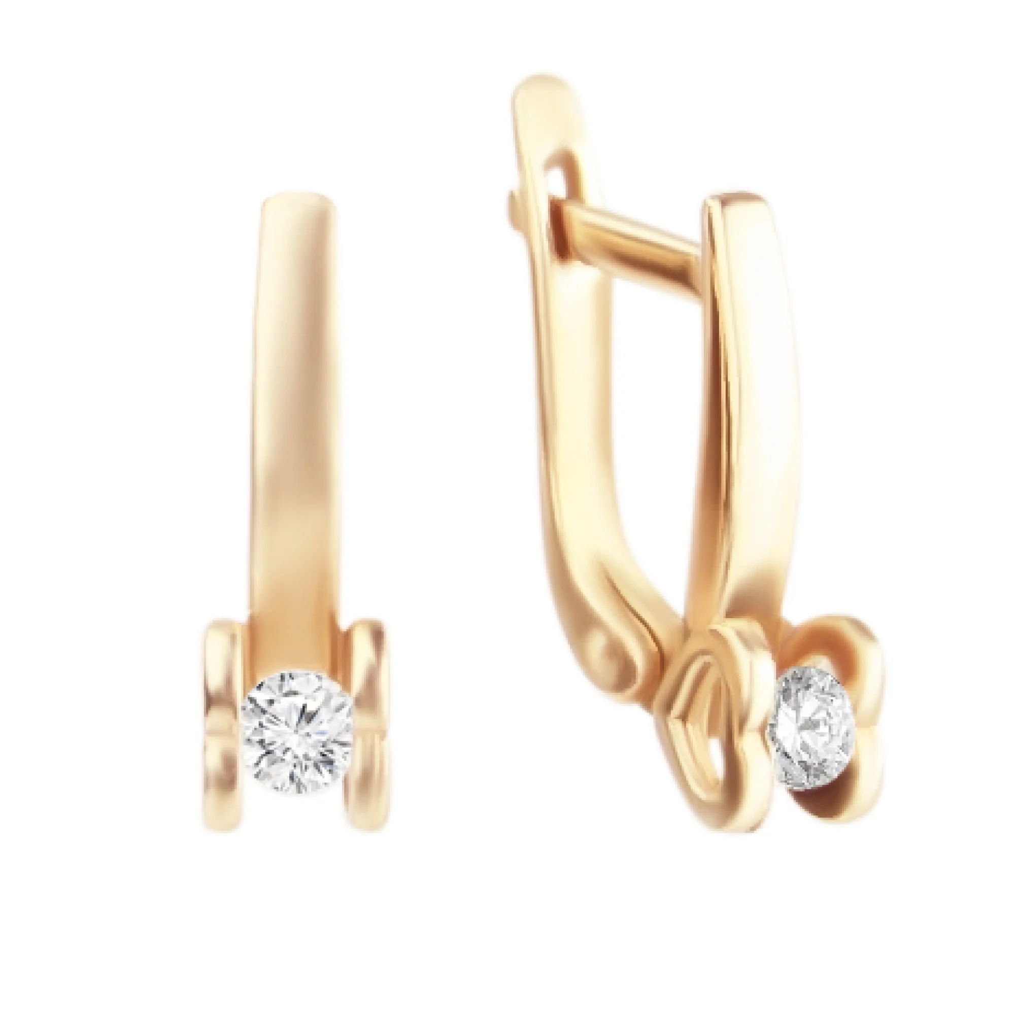 Серьги с фианитом в красном золоте - 804497 - 1