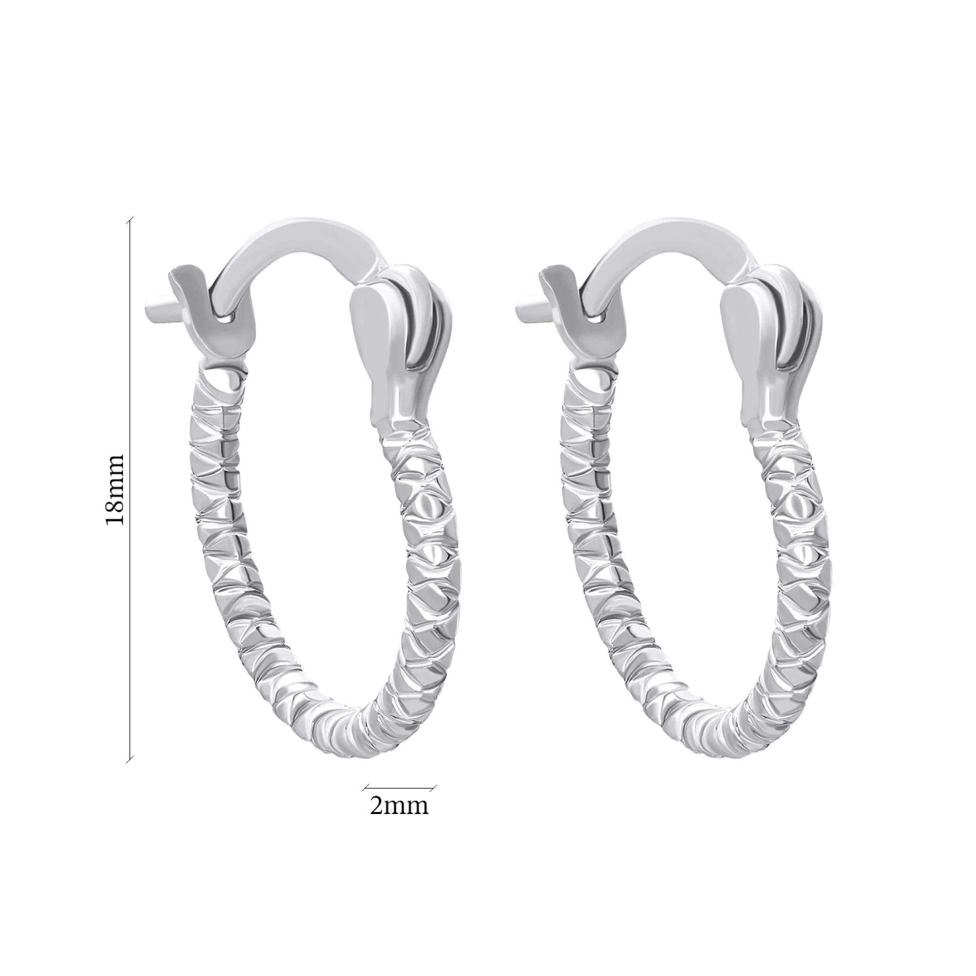 Сережки-кільця срібні з візерунком - 1483656 – зображення 2