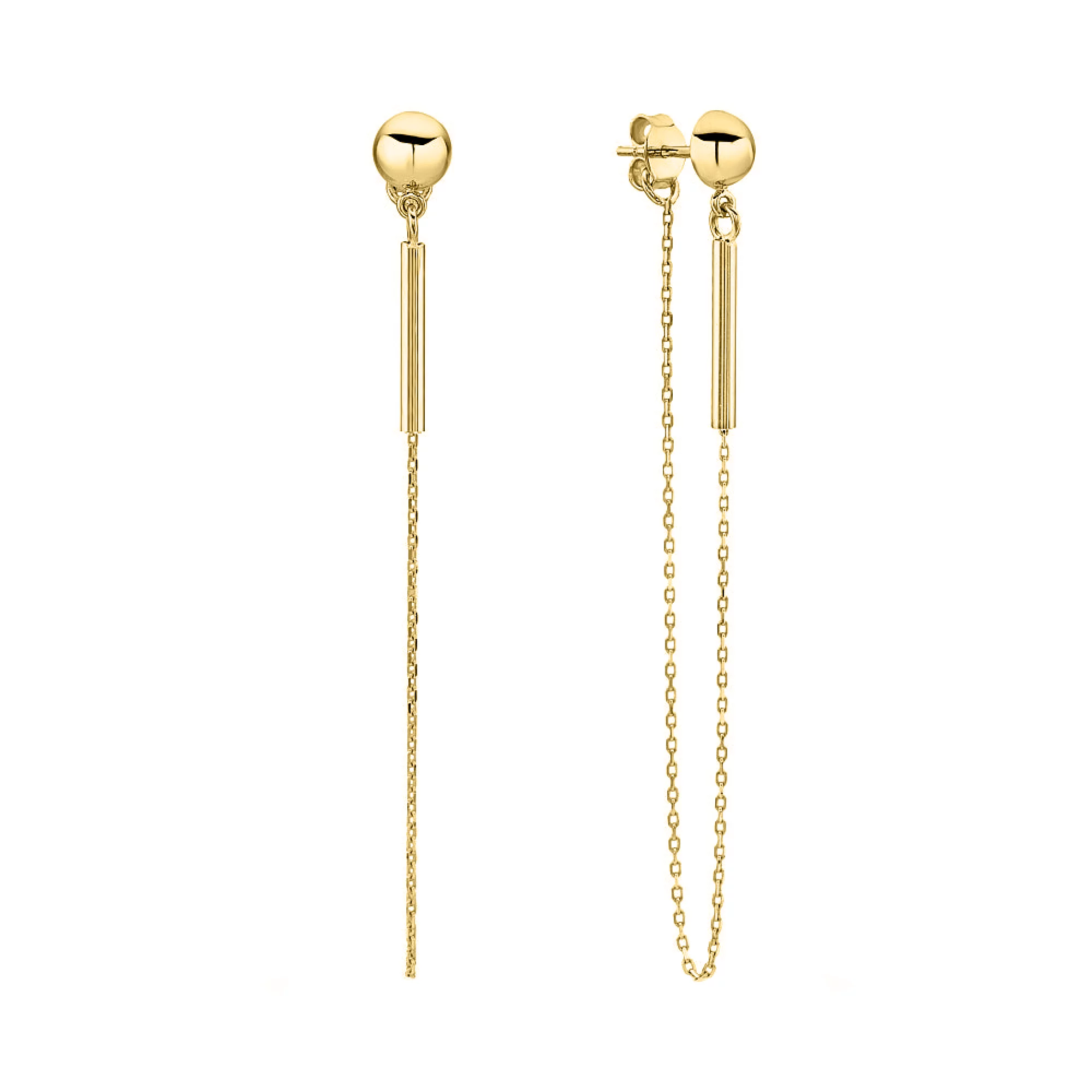Сережки-гвоздики золоті з підвіскою "Ланцюжок" - 1562511 – зображення 1