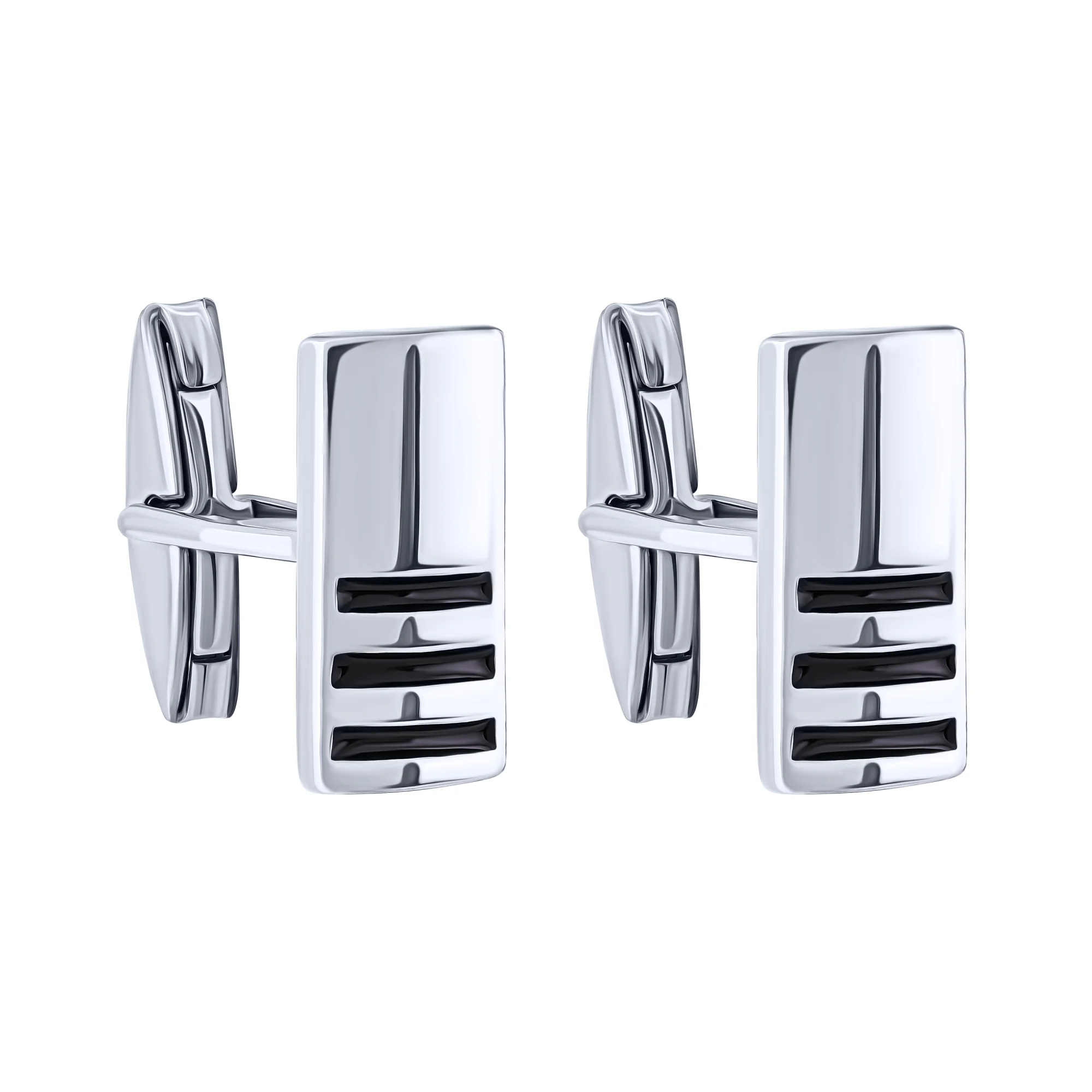 Серебряные запонки с эмалью "Классик" - 2083435 - 1