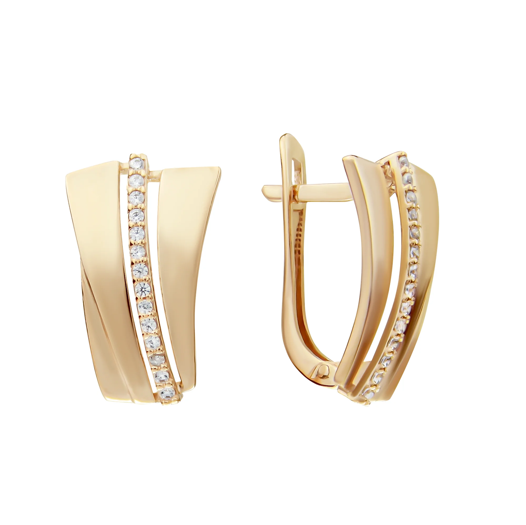 Сережки из красного золота с фианитами - 838462 - 1