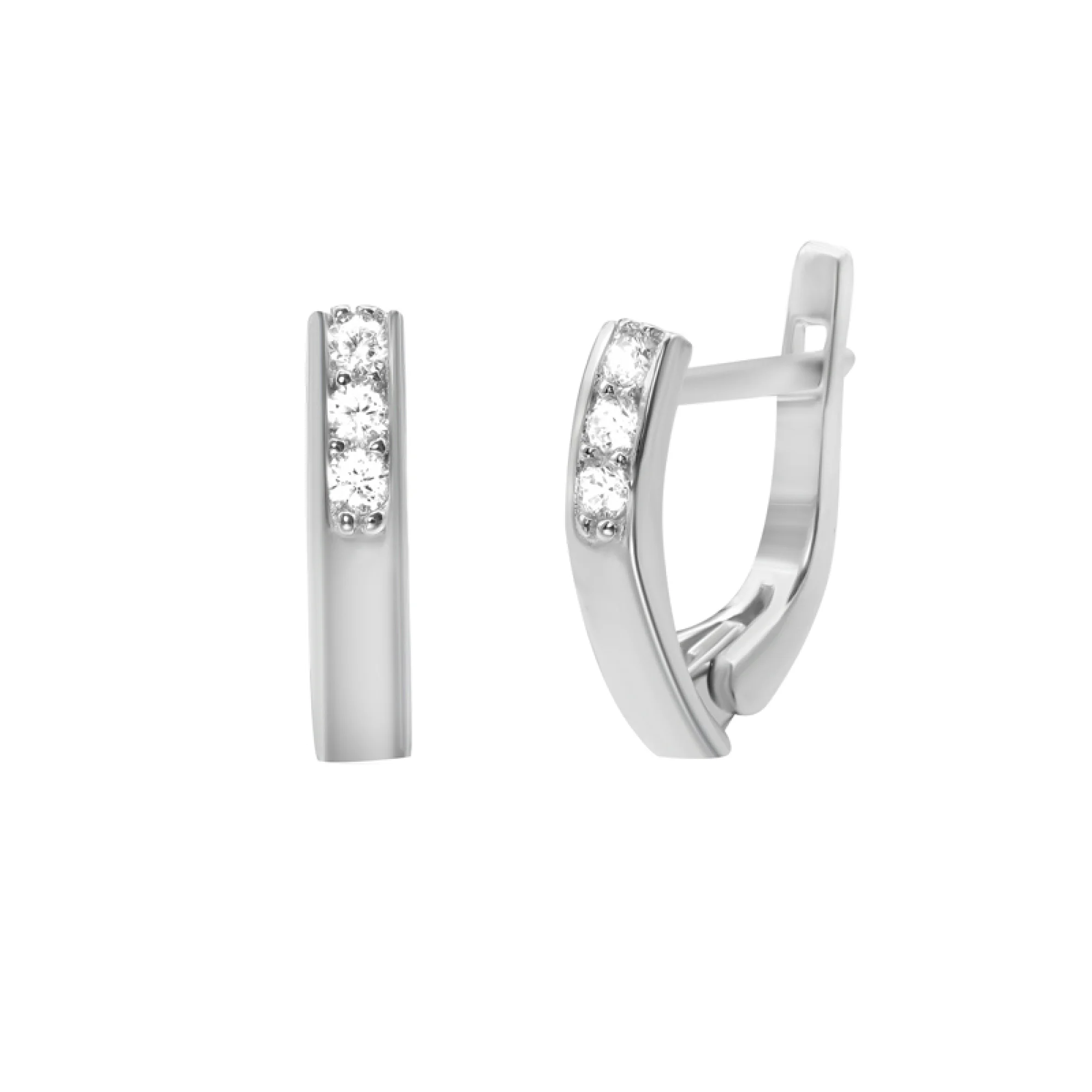 Серебряные серьги с фианитами - 375018 - 1