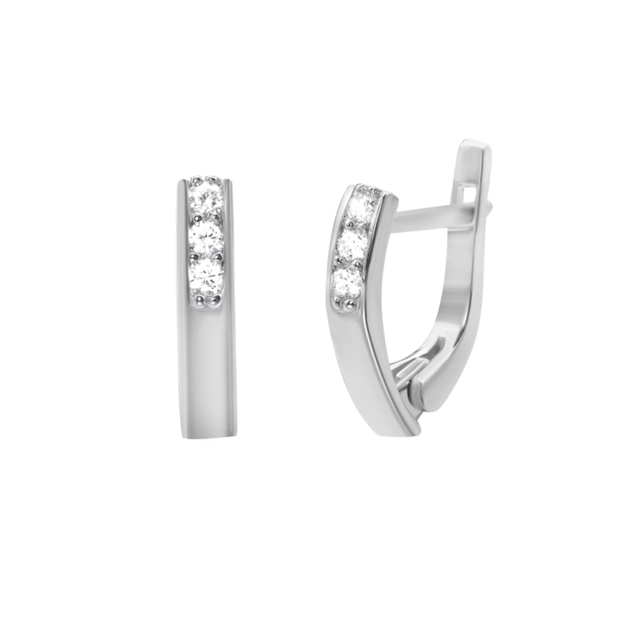 Срібні сережки з фіанітом - 375018 – зображення 1