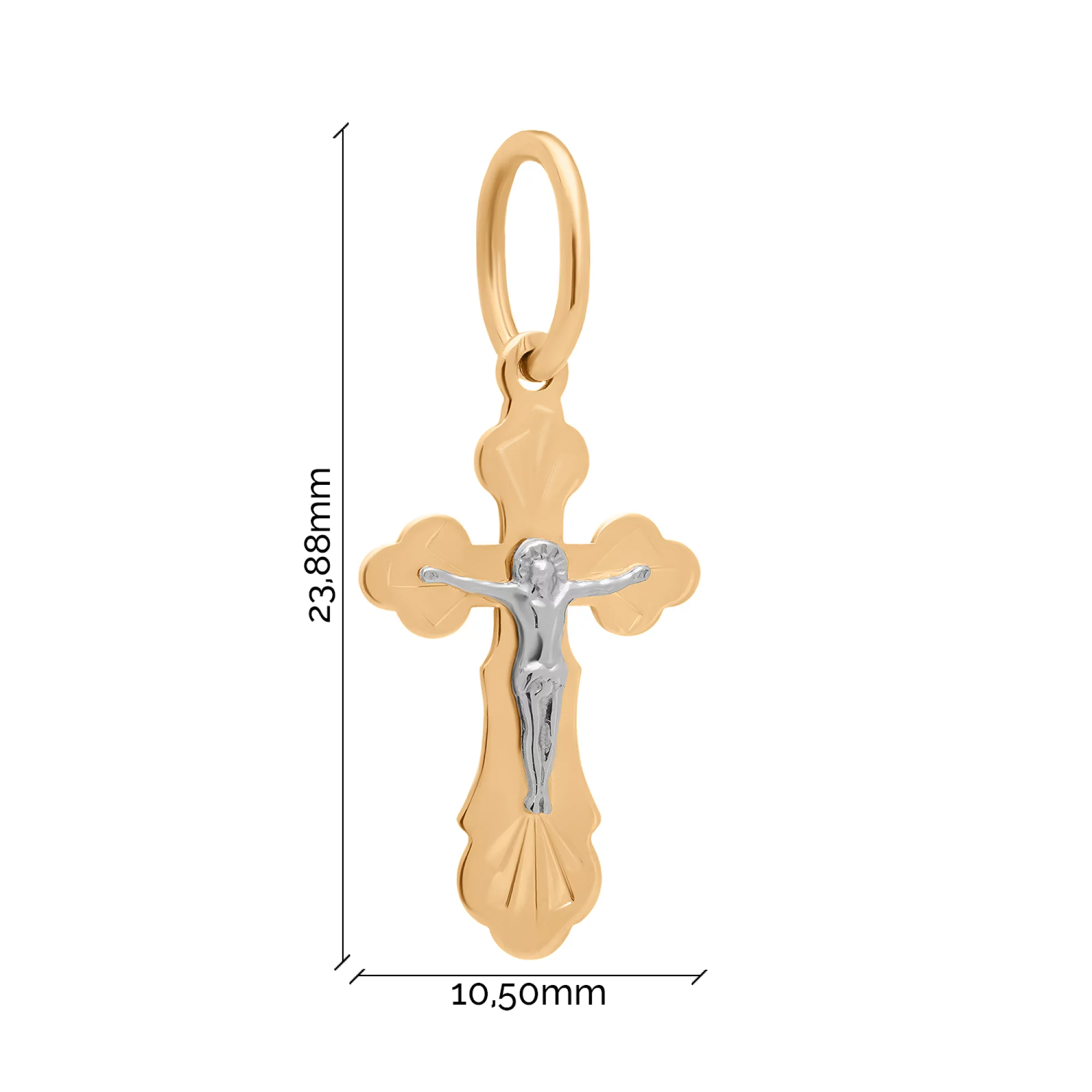 Крестик православный в комбинированном золоте - 1761541 – изображение 3