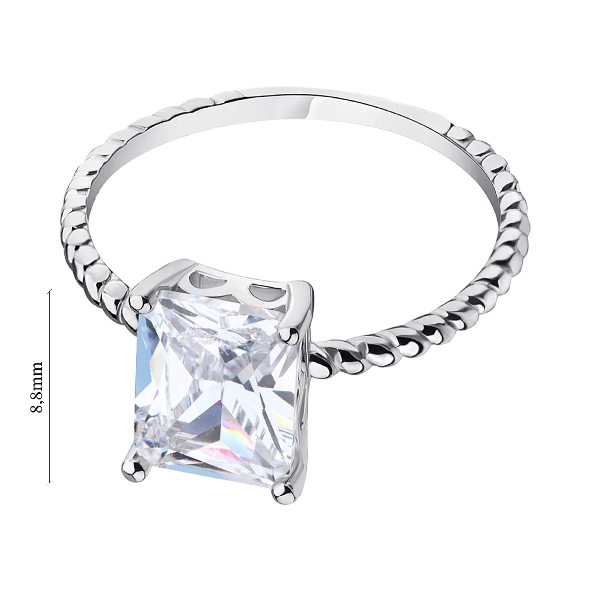 Кольцо из серебра с фианитом - 1297337 – изображение 2