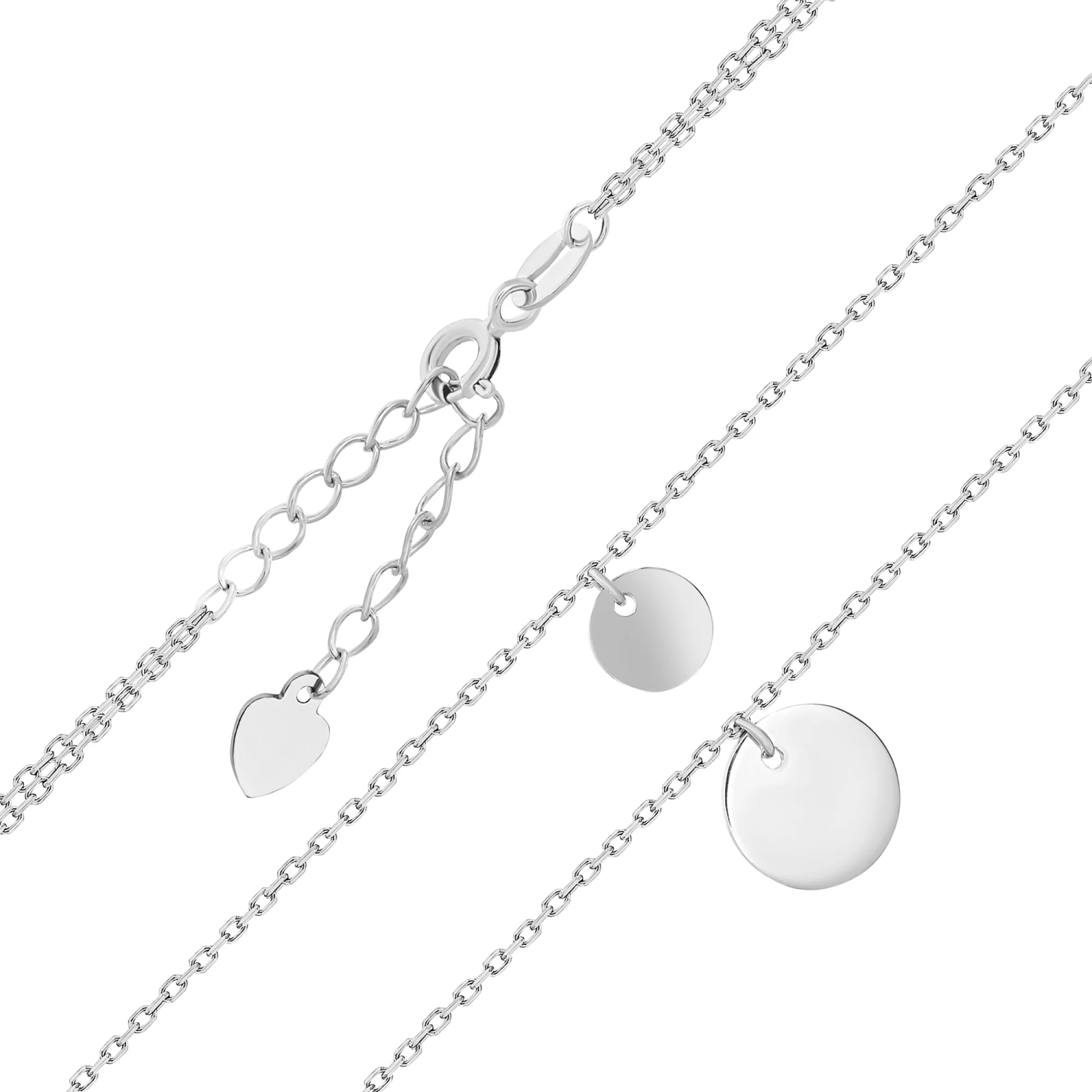 Цепочка с подвеской "Монетка" из серебра якорное плетение - 1544901 – изображение 1