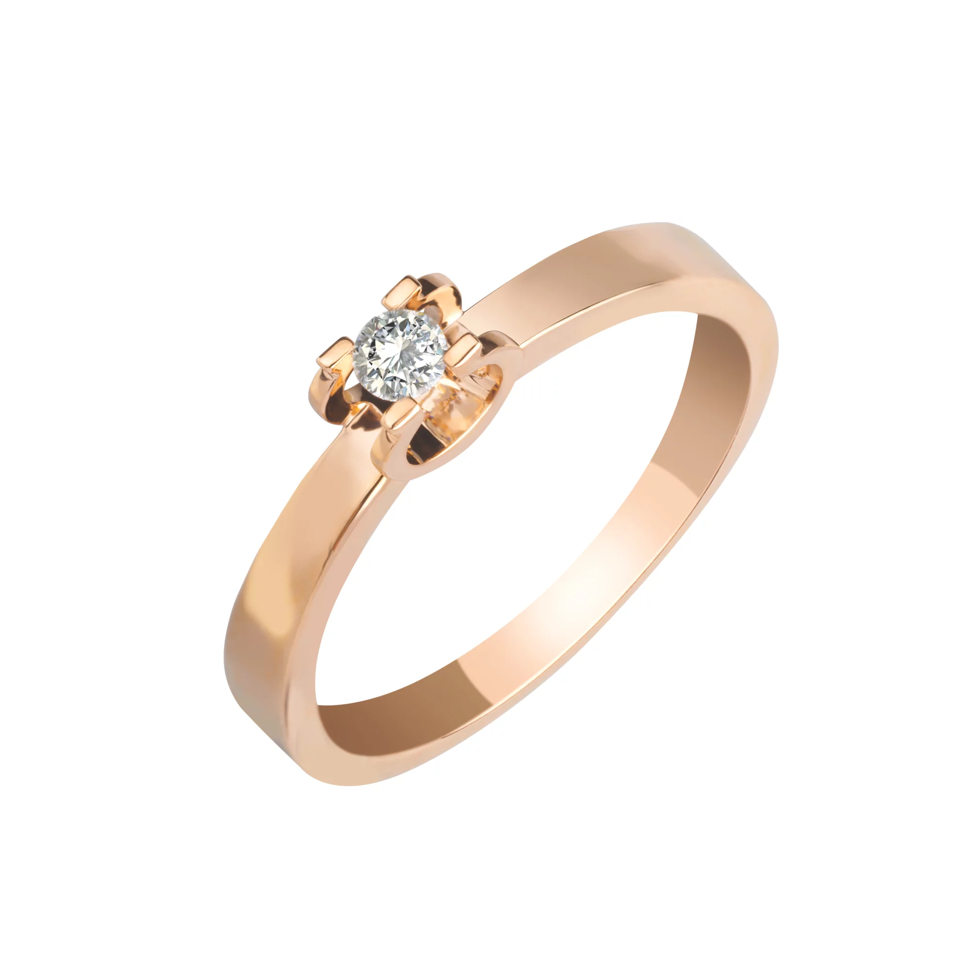 Золотое кольцо с бриллиантом - 538266 – изображение 1