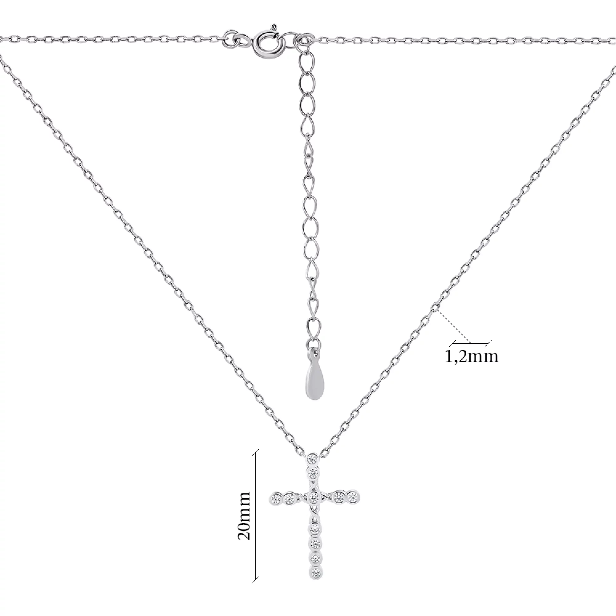 Цепочка с крестиком из серебра с фианитами в якорном плетении - 1503792 – изображение 3