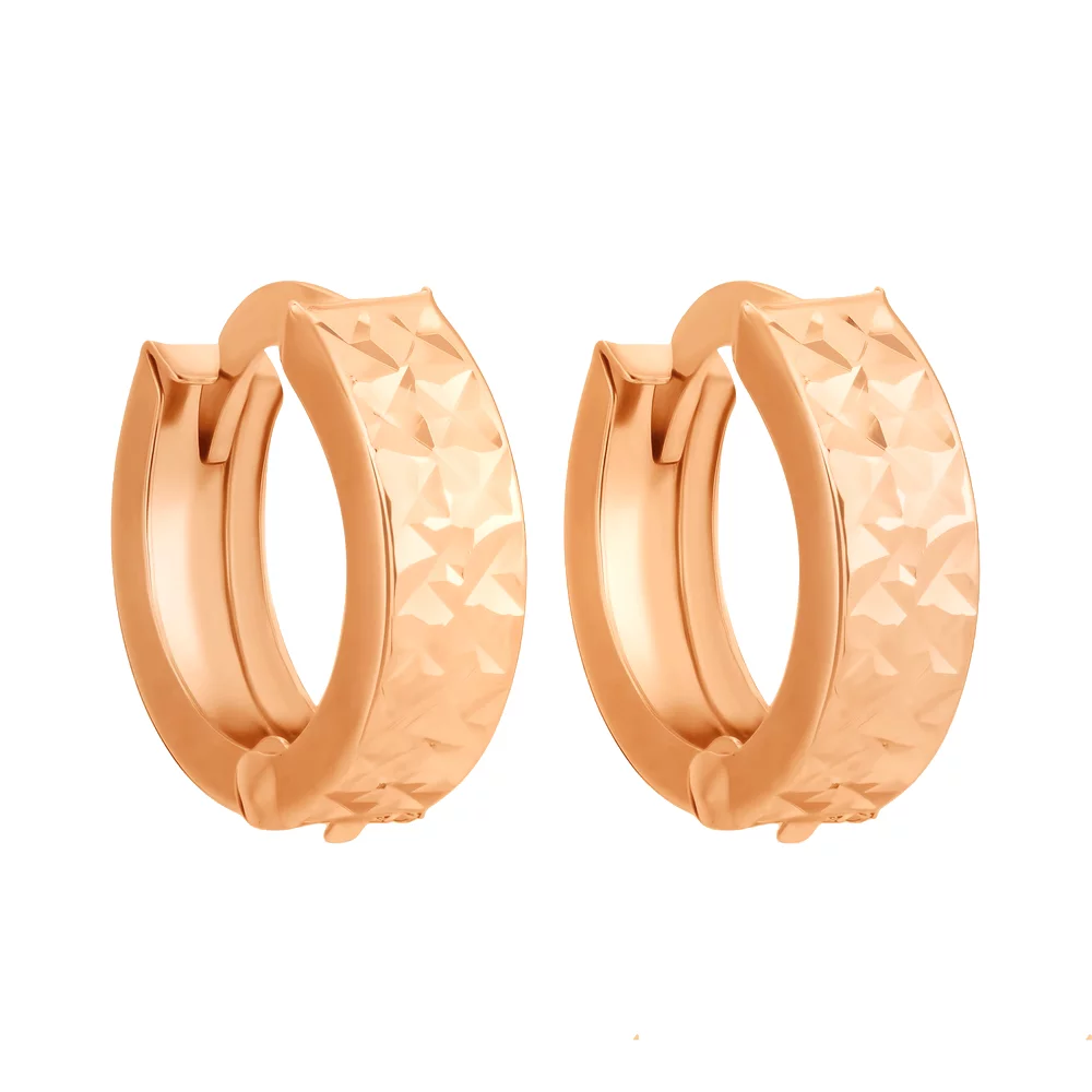 Сережки-кольца из красного золота с алмазной гранью. Артикул 107492/10: цена, отзывы, фото – купить в интернет-магазине AURUM