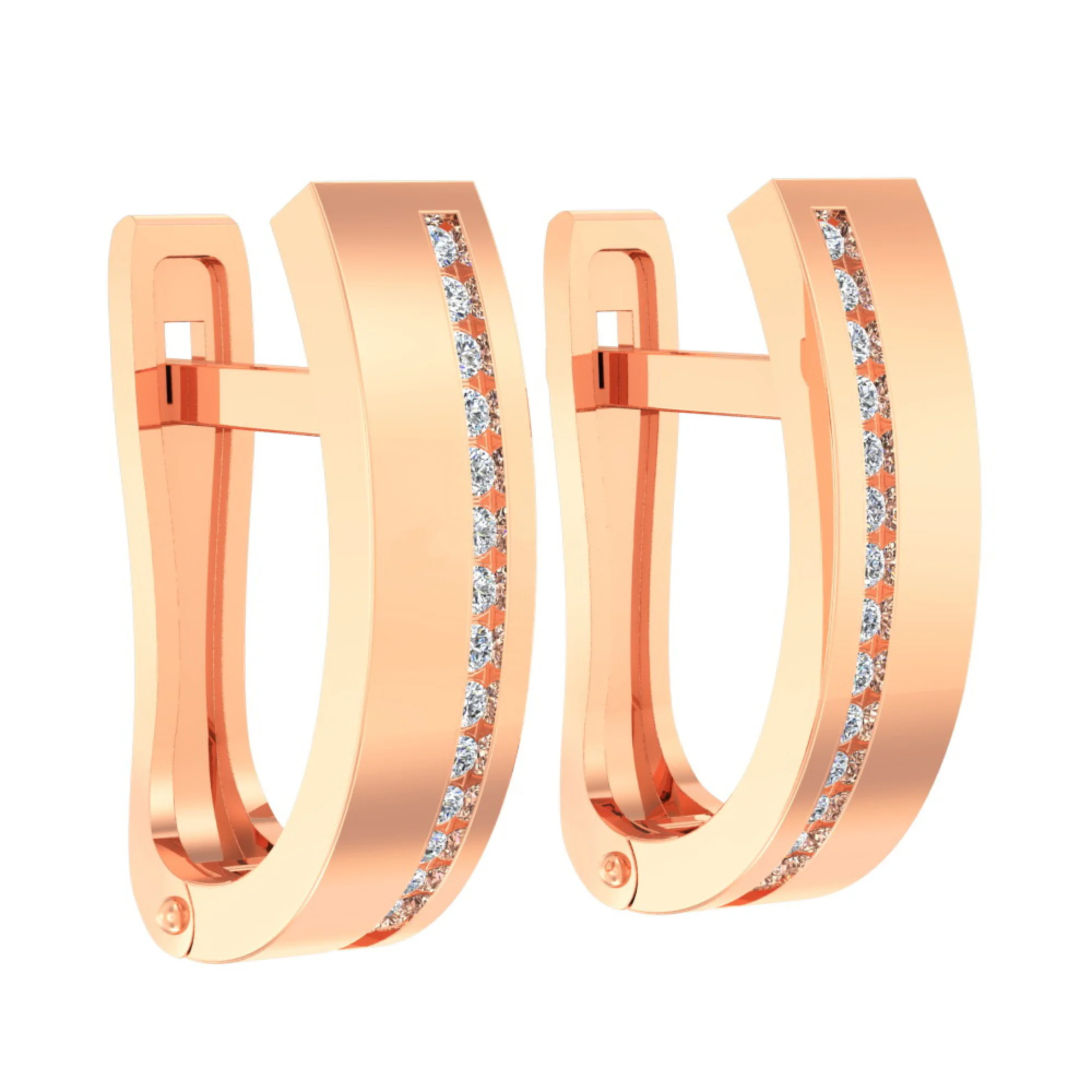 Сережки из красного золота с фианитами - 613751 - 1