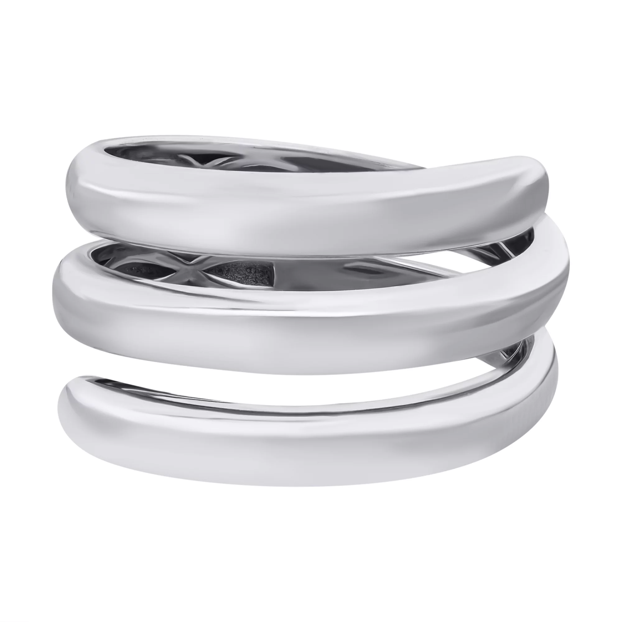 Кольцо серебряное с платиновым покрытием "Спираль" - 883346 – изображение 2