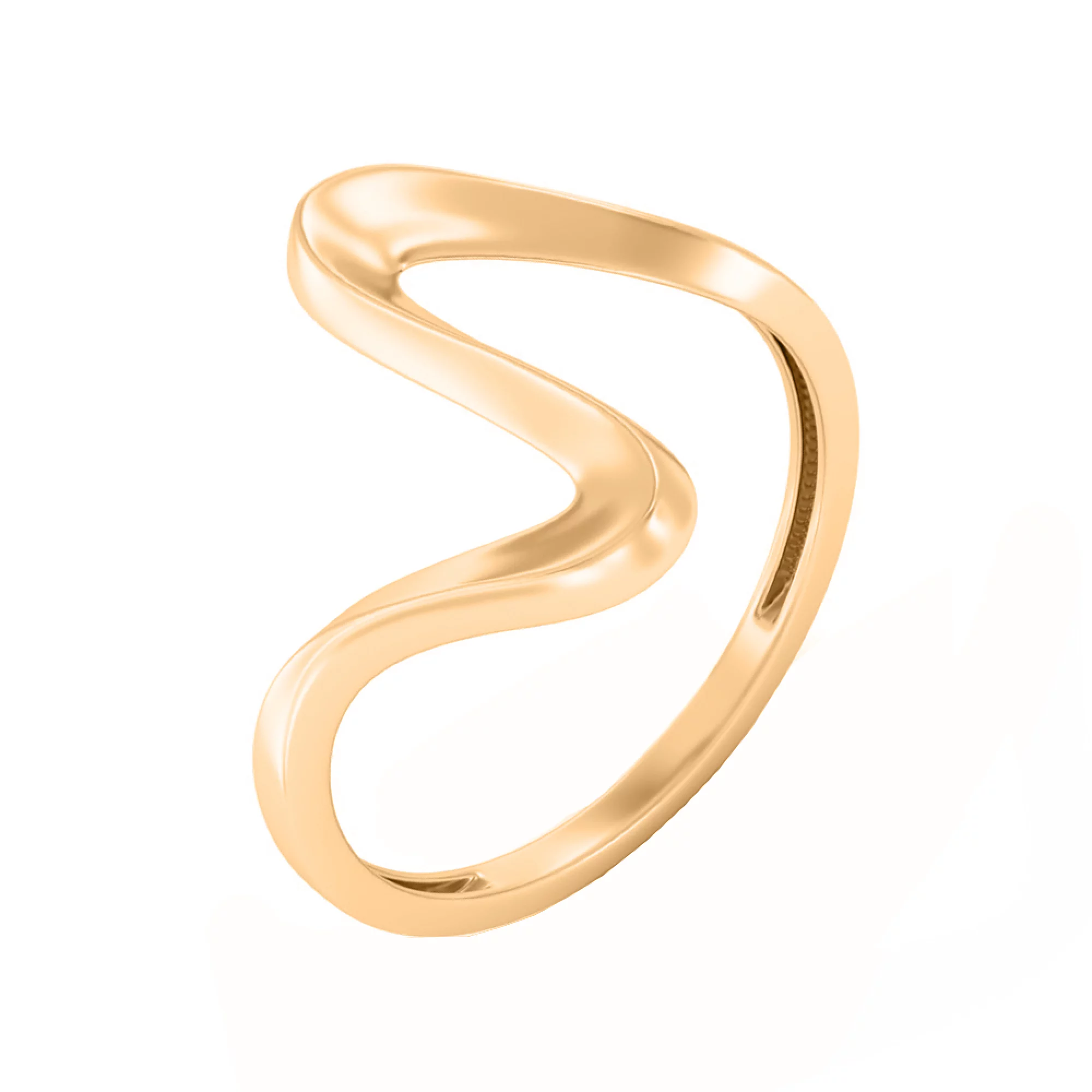 Кольцо в красном золоте "Волна" - 1635873 – изображение 1