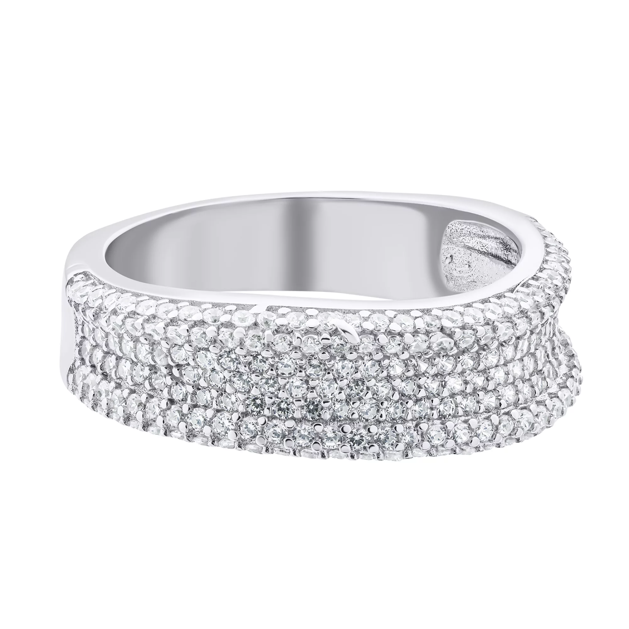 Кольцо из серебра с россыпью фианитов - 1520512 – изображение 2