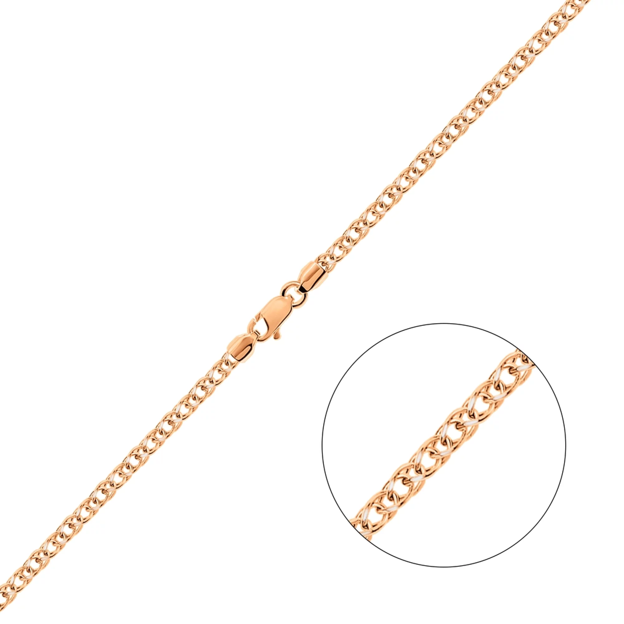 Ланцюг з комбінованого золота в плетінні спіга - 1095043 – зображення 2