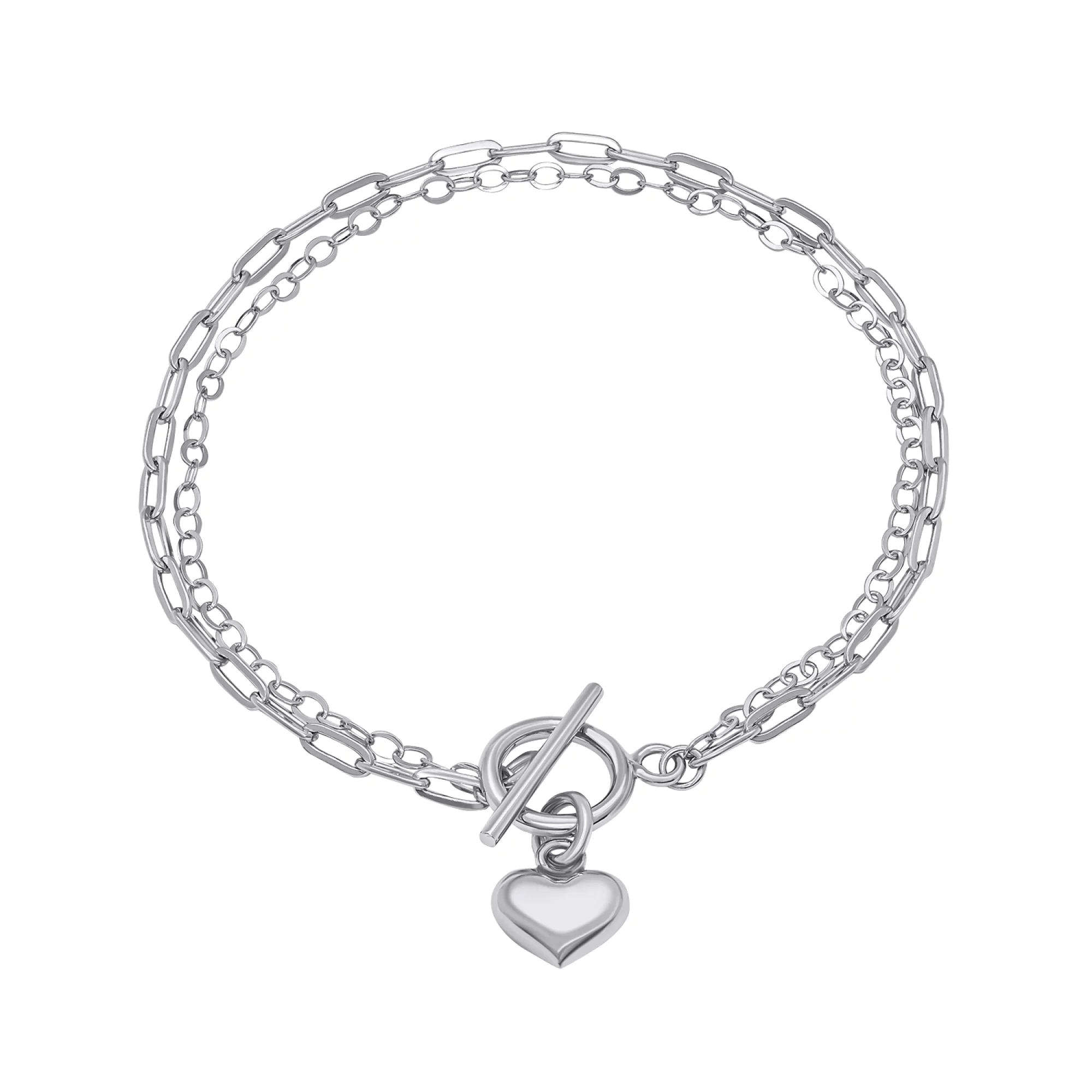 Браслет "Сердце" из серебра якорное плетение - 1468705 – изображение 1