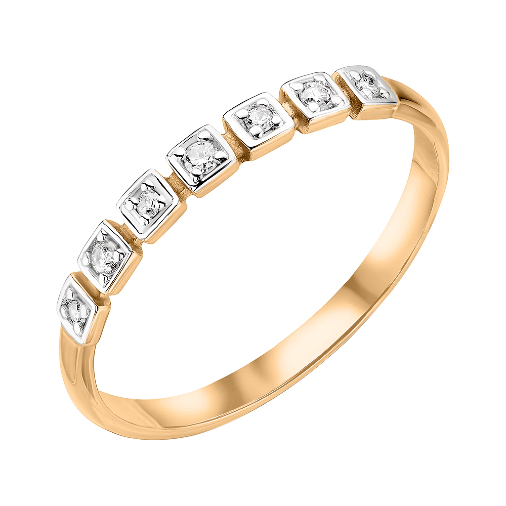 Золотое кольцо с дорожкой бриллиантов - 1564435 – изображение 1