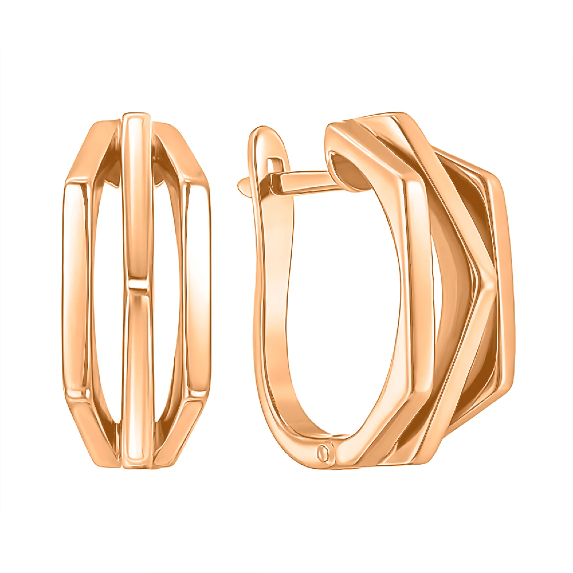 Серьги из красного золота с гранями - 1538630 - 2