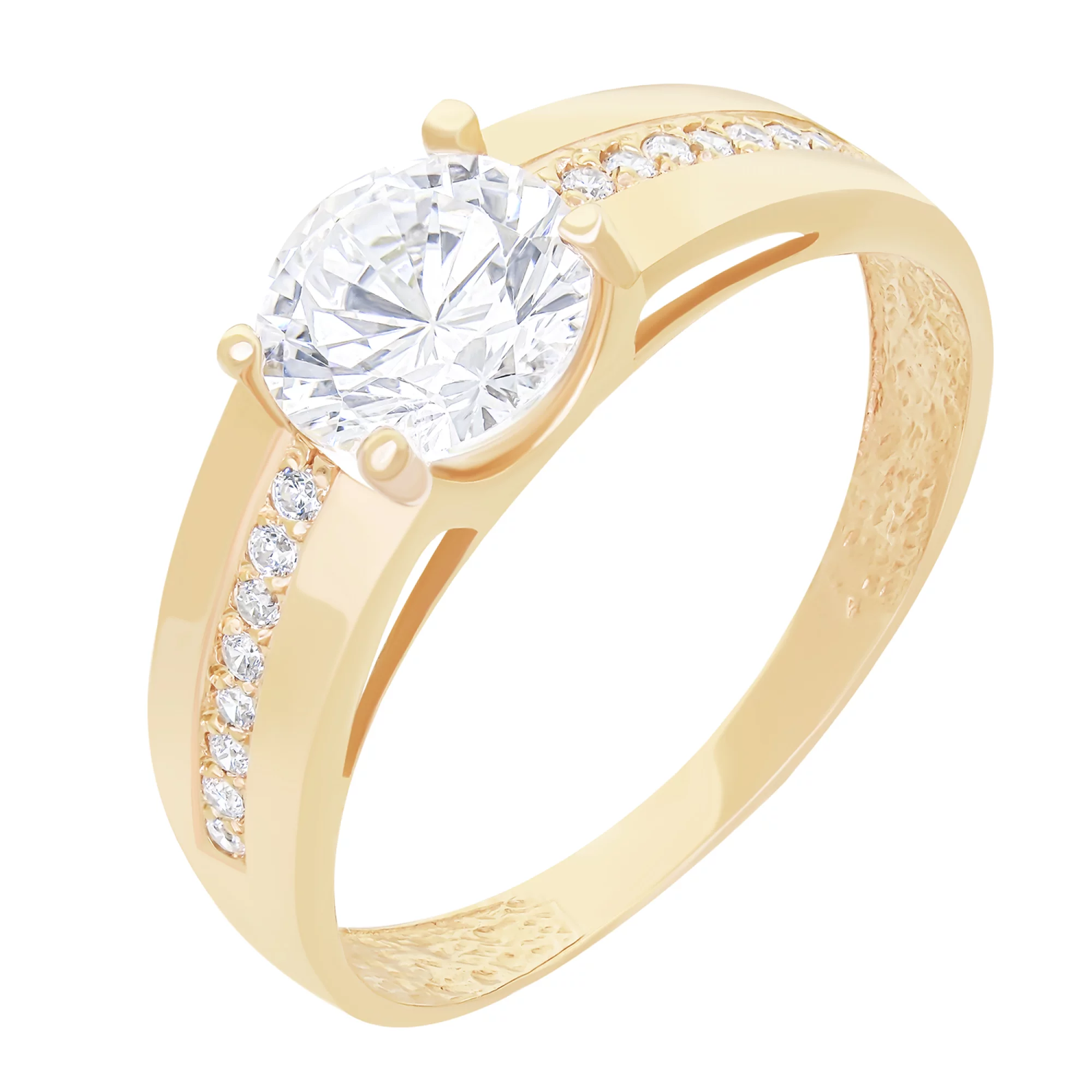 Золотое кольцо для помолвки с фианитами - 1627251 – изображение 1