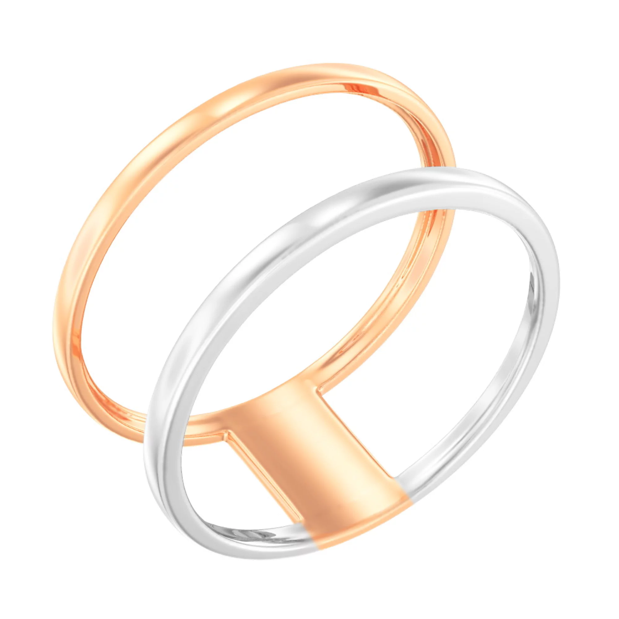 Двойное кольцо из комбинированого золота - 1348449 – изображение 1