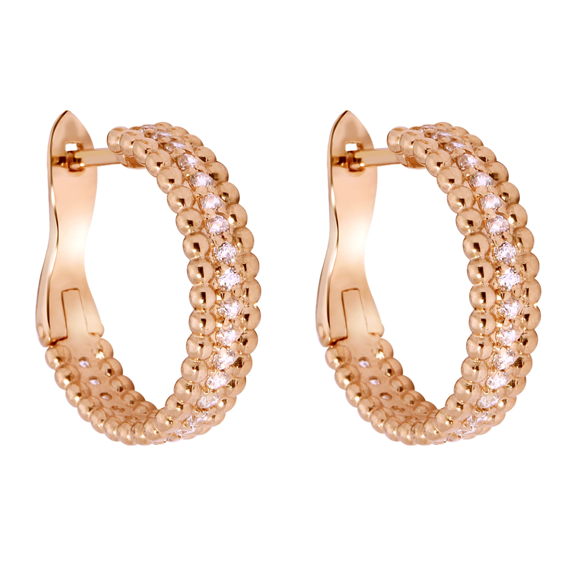 Сережки из красного золота с фианитами - 952544 - 1