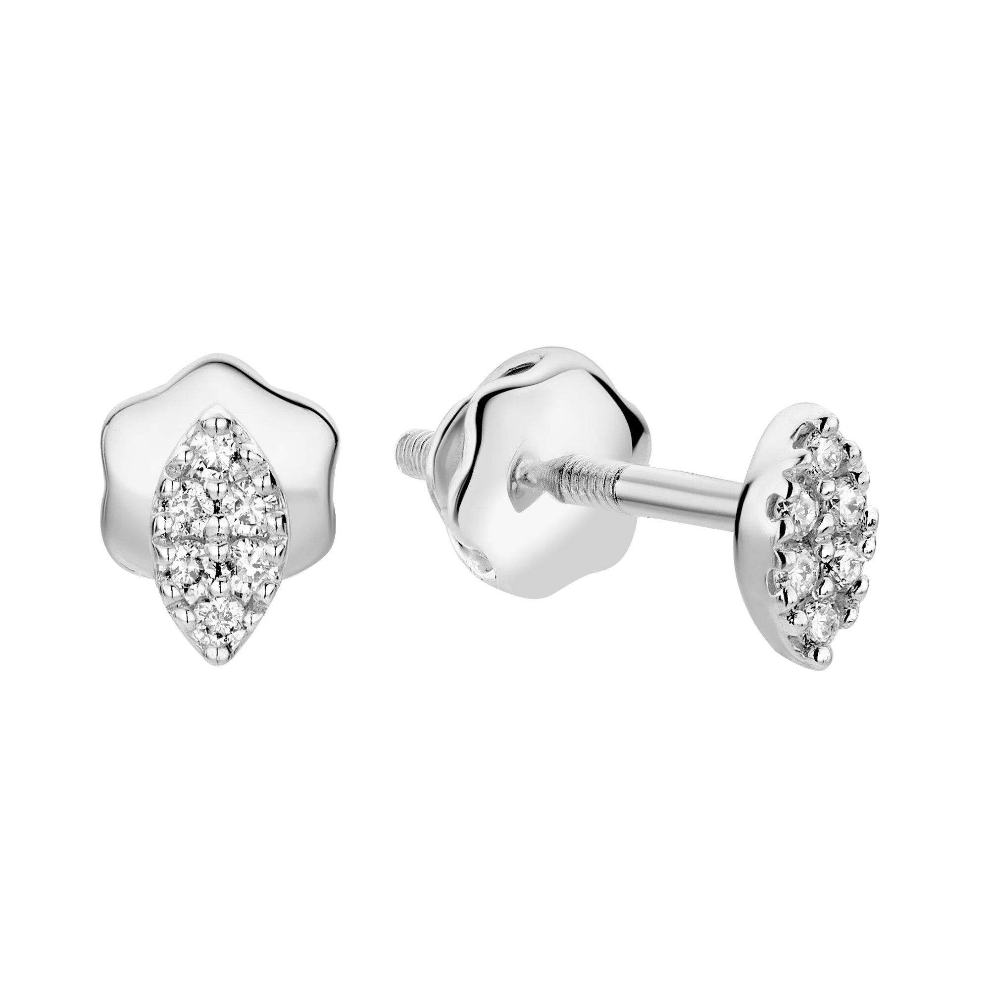 Серьги-гвоздики с бриллиантами в белом золоте - 2149694 - 1
