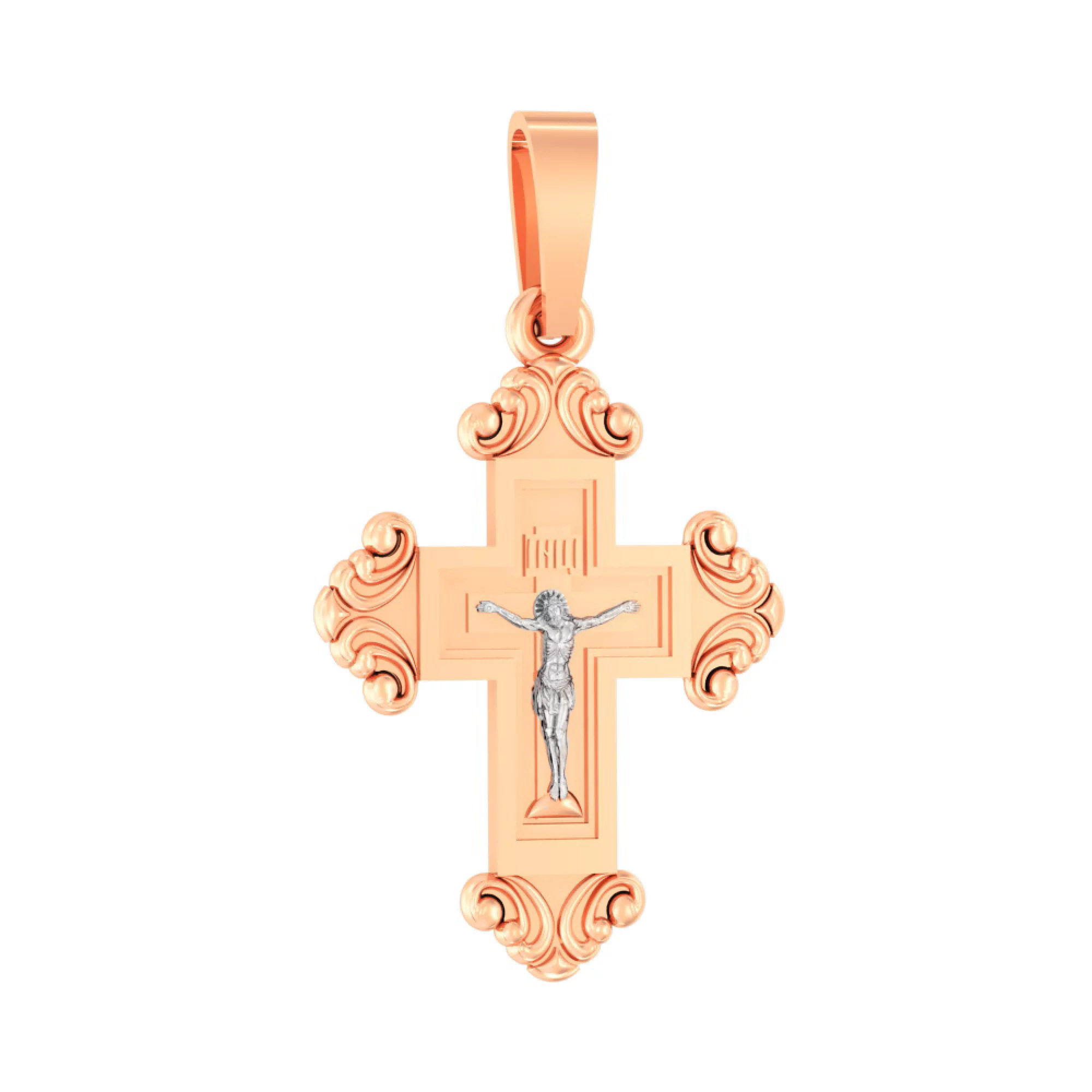 Крестик из комбинированого золота - 969878 – изображение 1