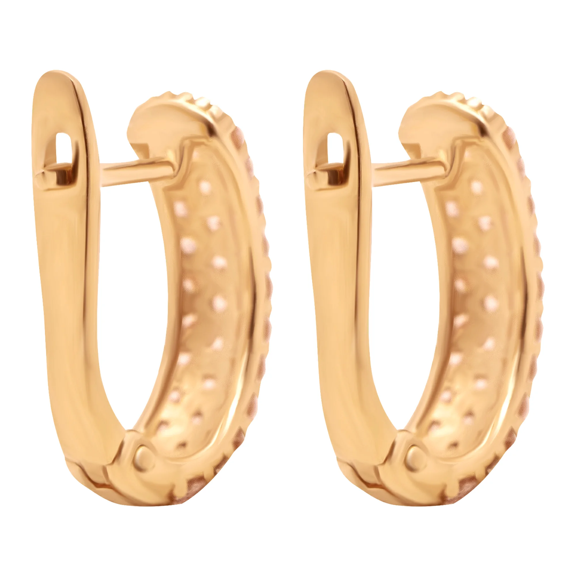 Сережки-дорожки из красного золота с фианитами - 938190 - 2
