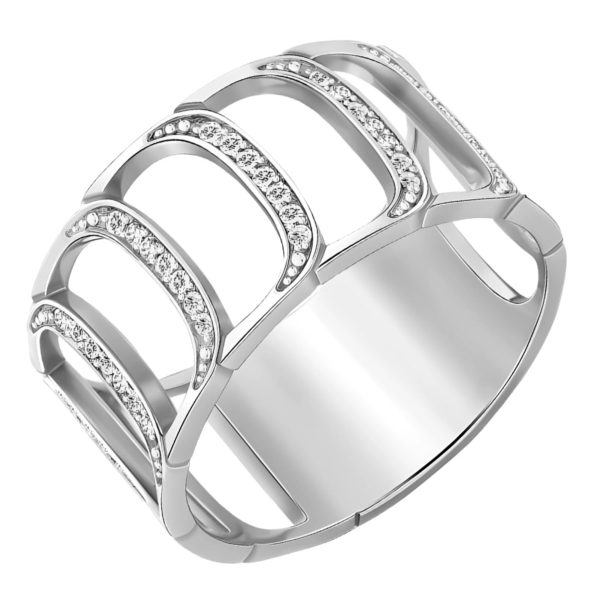 Серебряное кольцо с фианитом - 482571 – изображение 1