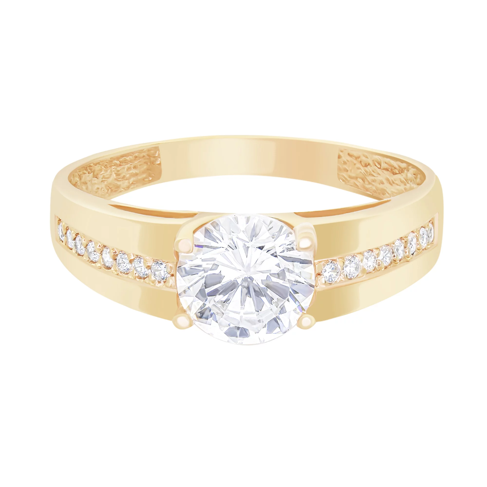 Золотое кольцо для помолвки с фианитами - 1627251 – изображение 2