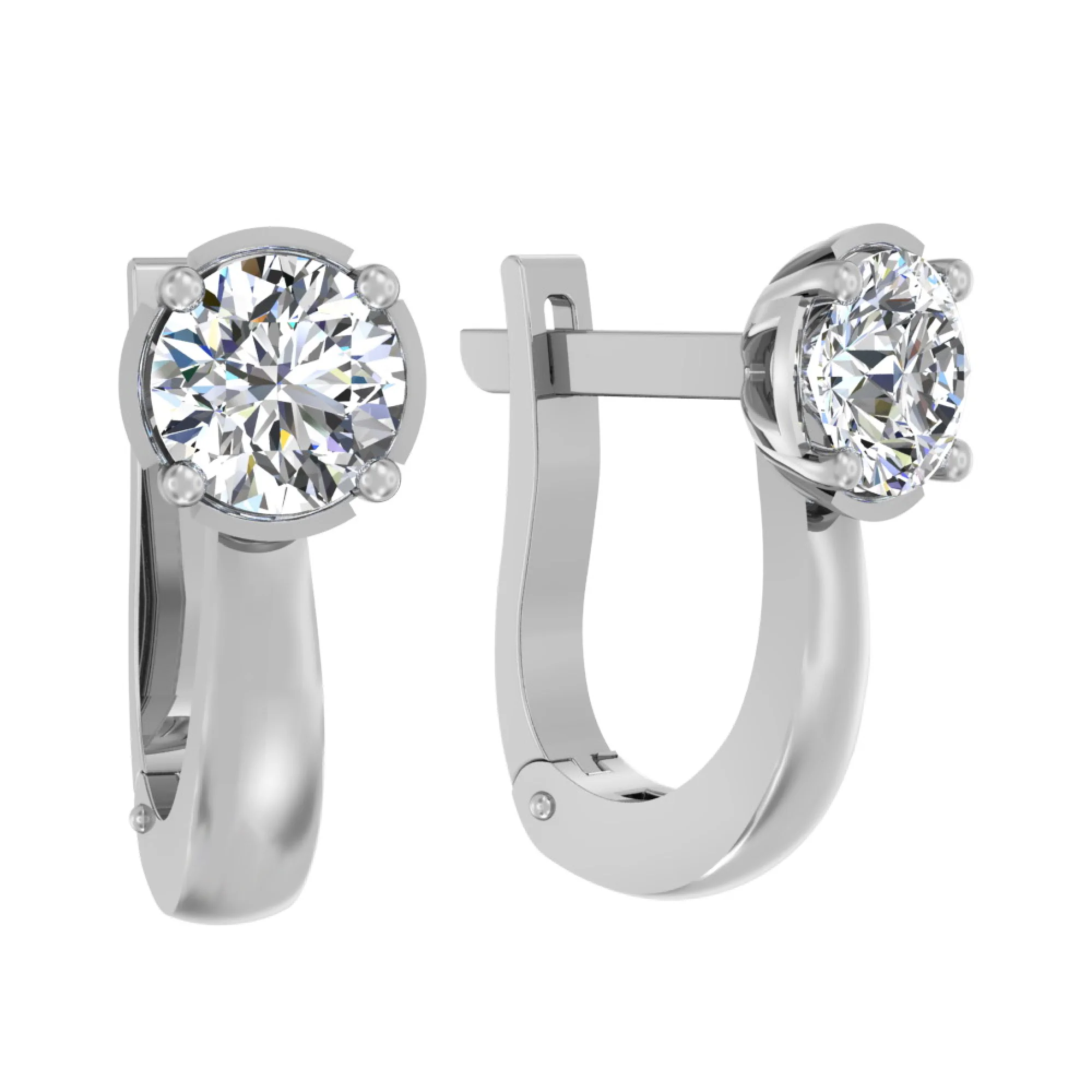 Сережки из белого золота с фианитом - 967137 - 1