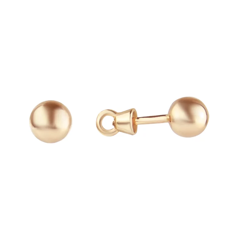 Золоті сережки-гвоздики у вигляді кульок. Артикул 580055: ціна, відгуки, фото – купити в інтернет-магазині AURUM