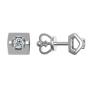 Сережки-гвоздики из белого золота с бриллиантом - 828435