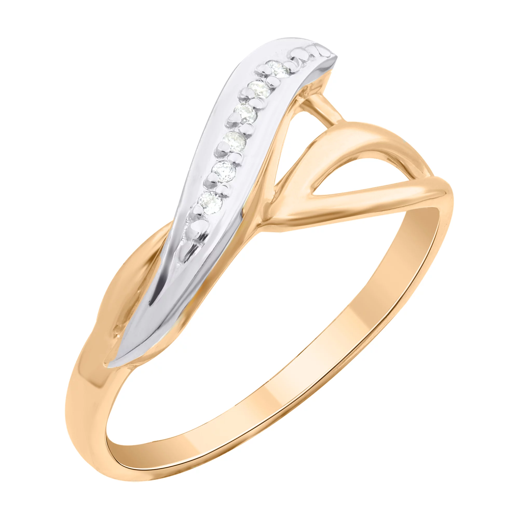 Золотое кольцо с дорожкой бриллиантов - 1702321 – изображение 1