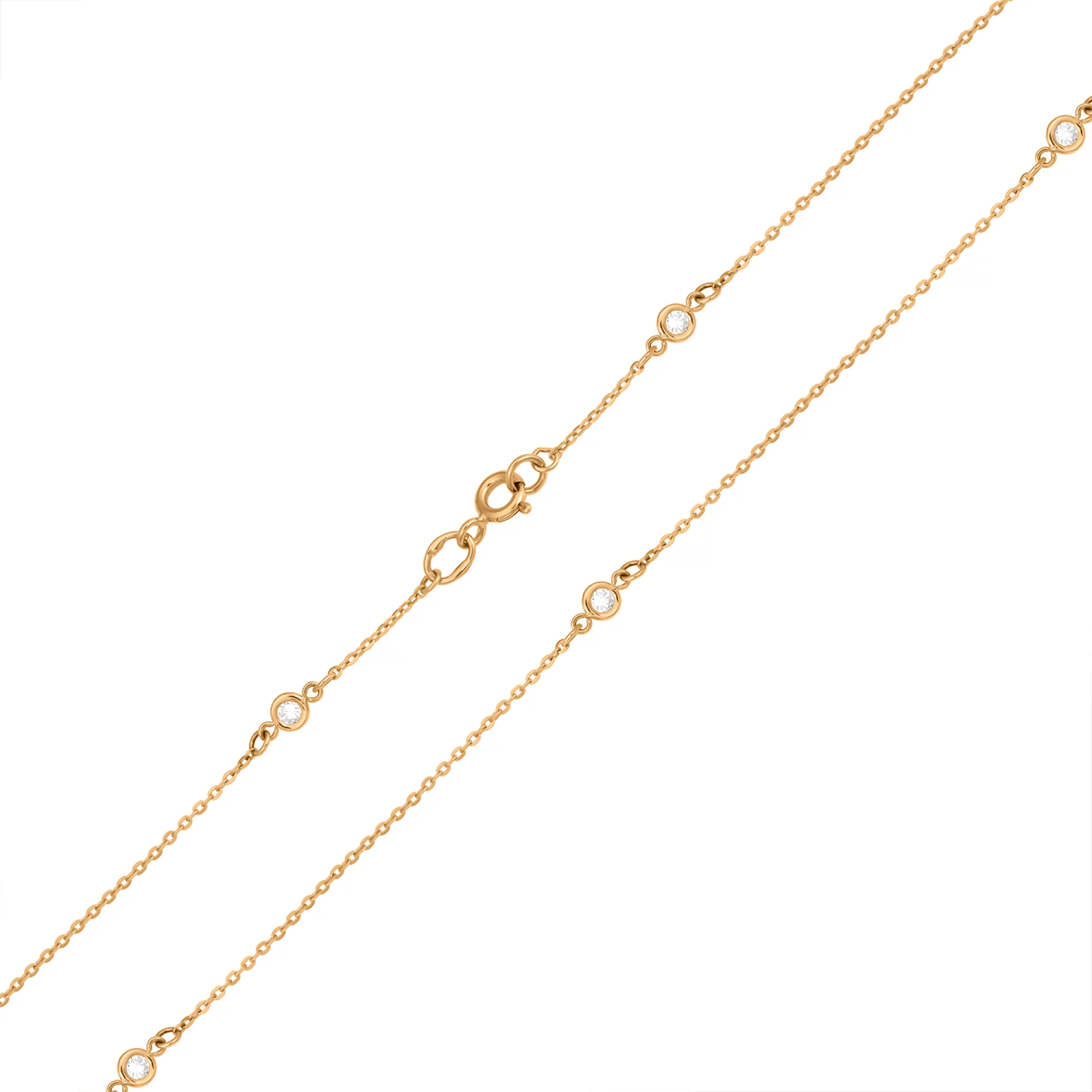 Колье из красного золота с фианитами якорное плетение  - 1543874 – изображение 1
