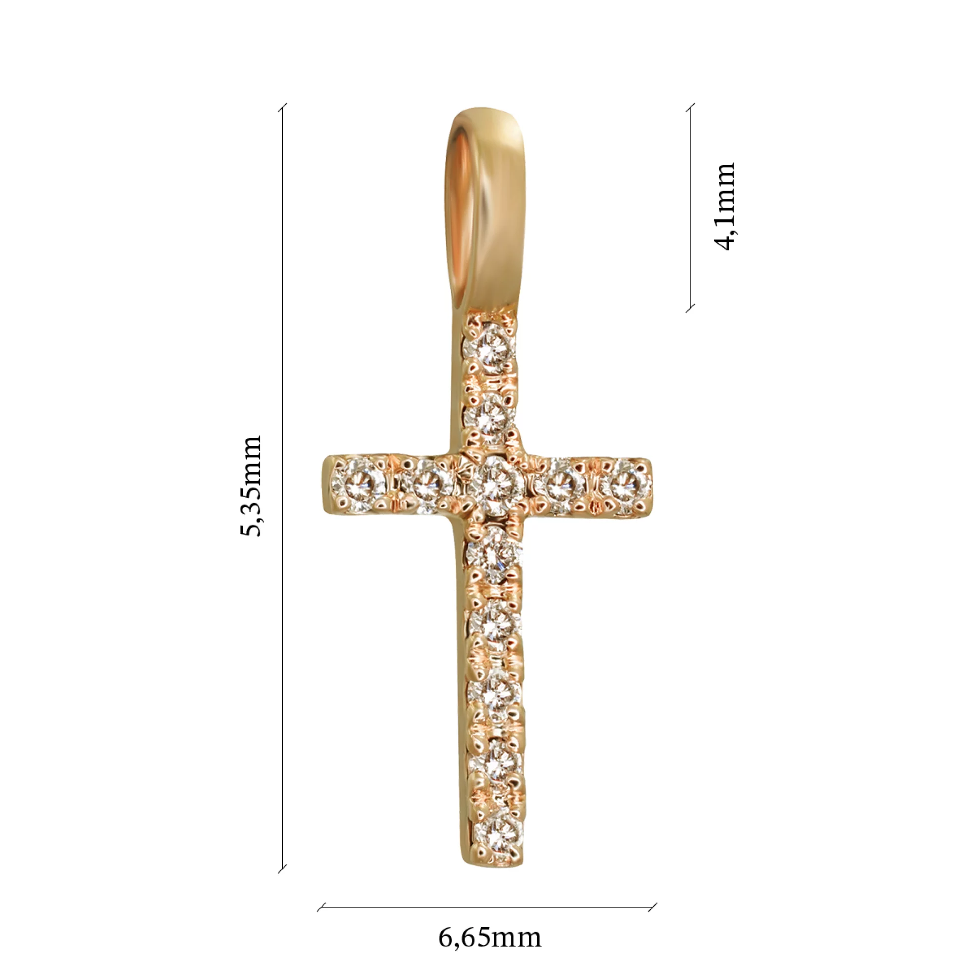 Хрестик з червоного золота з діамантами - 860438 – зображення 2