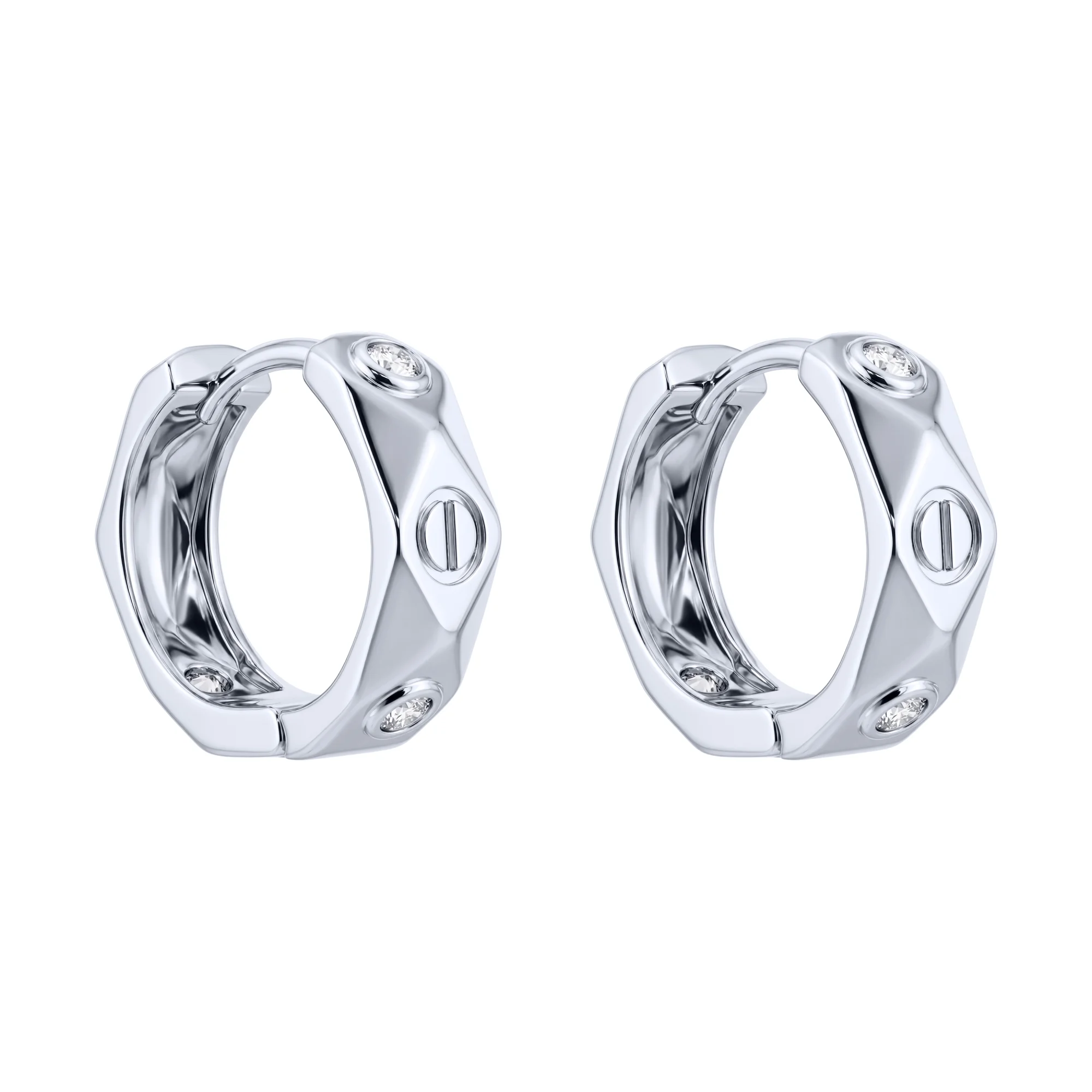 Серьги-кольца "Love" из серебра с фианитами  - 2247673 - 1