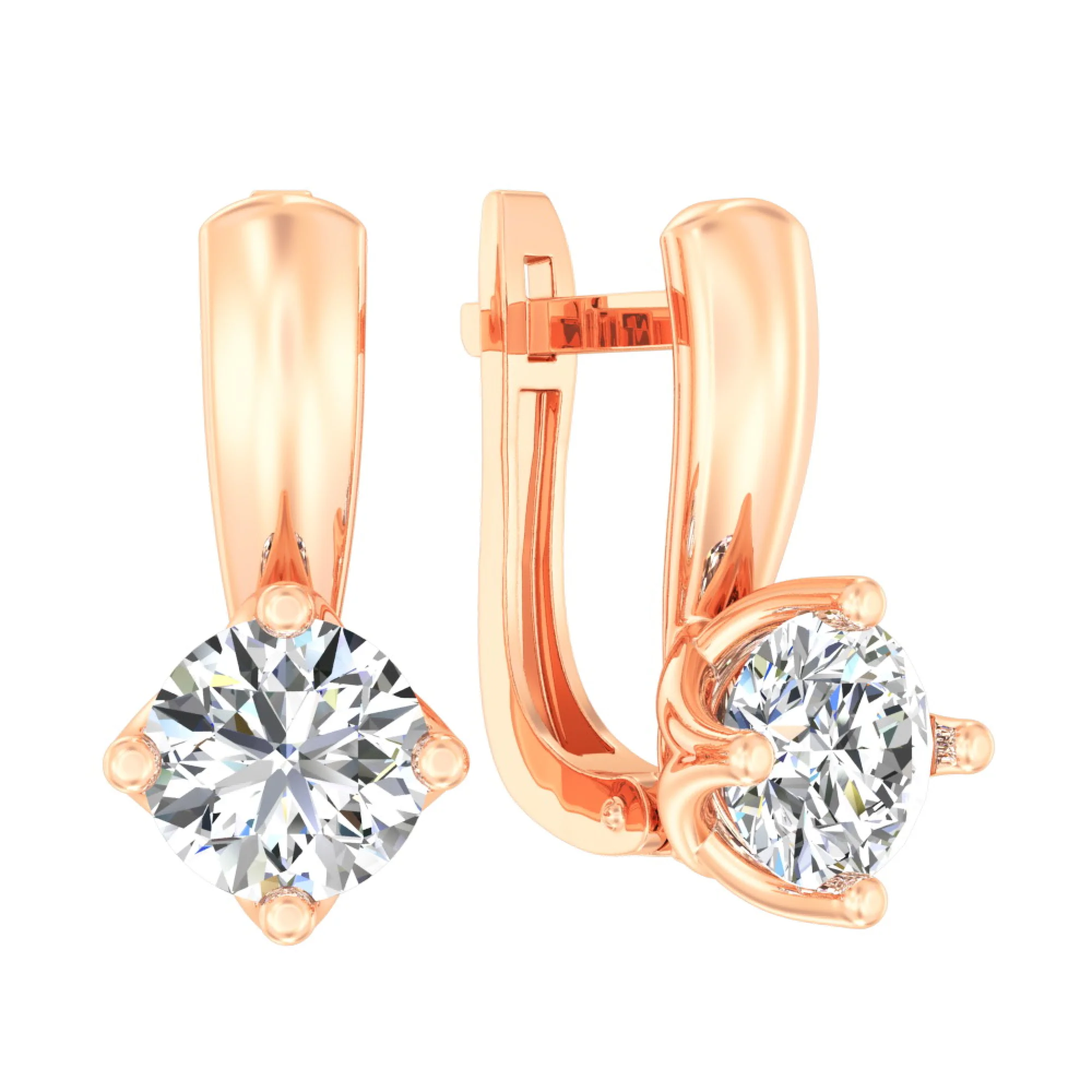 Сережки из красного золота с фианитом - 963365 - 1