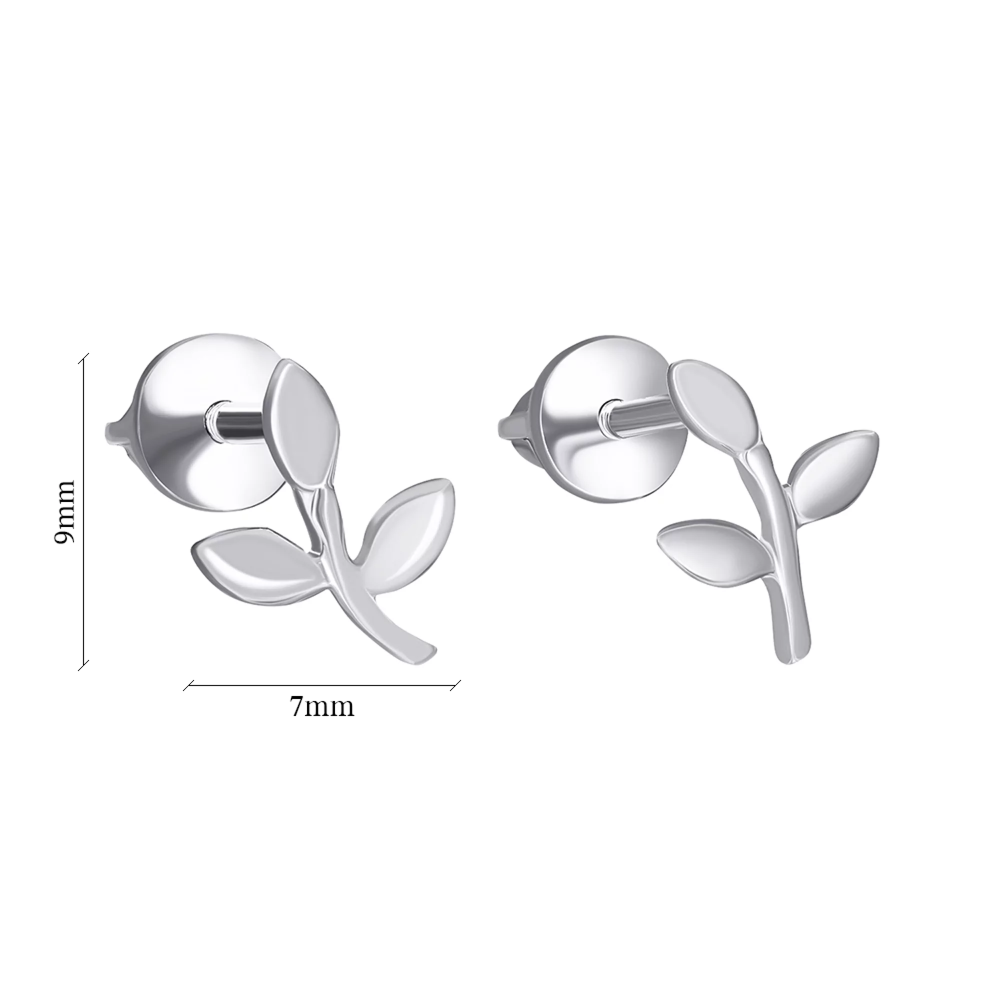 Сережки-гвоздики "Гілочка" зі срібла - 1501306 – зображення 2